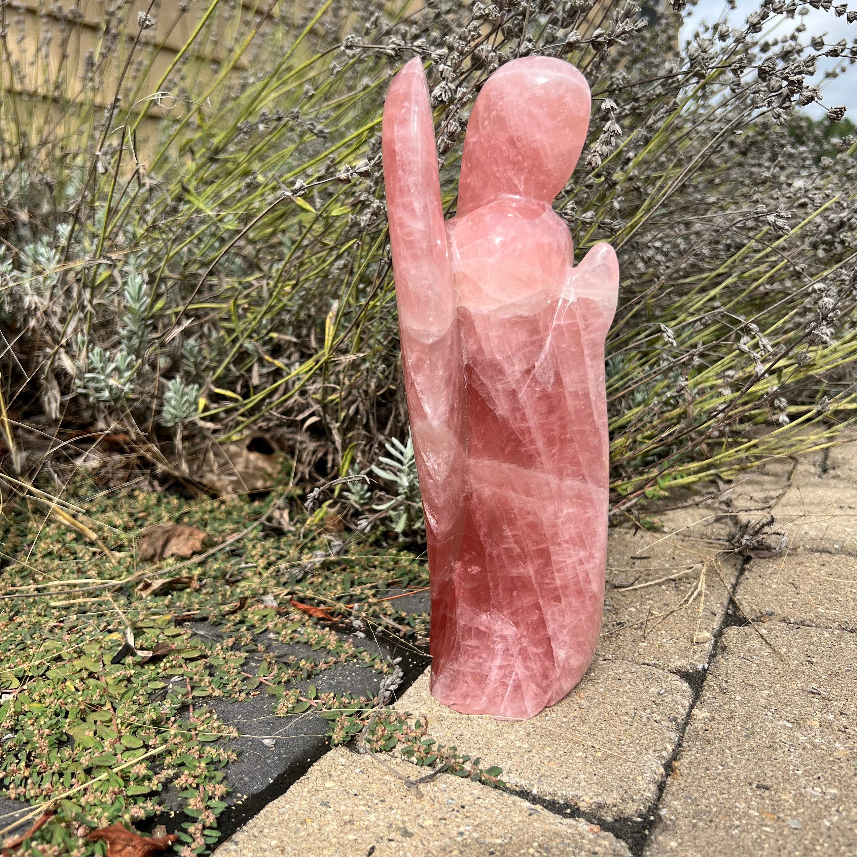 Rose quartz Venturini carved angel