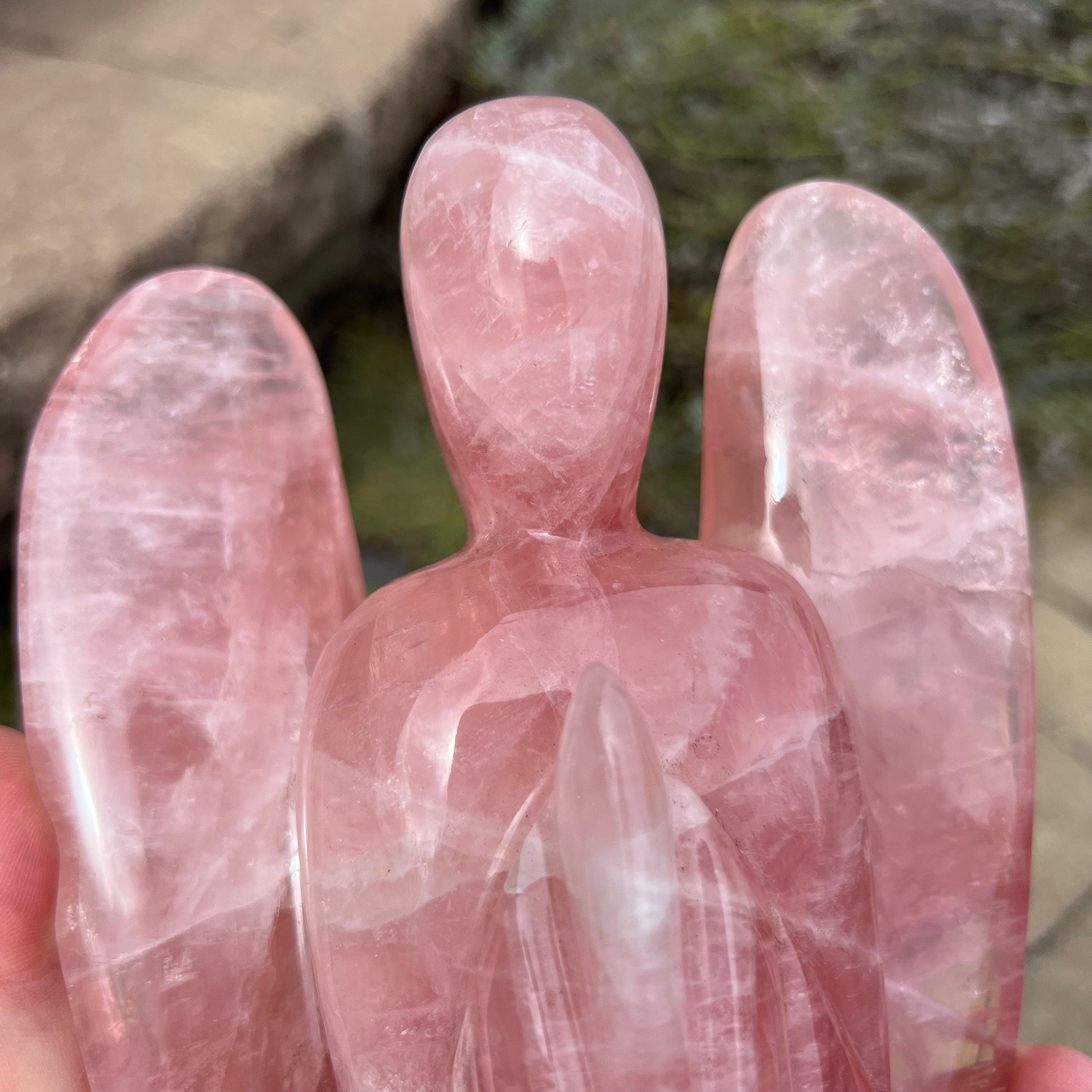 Gemmy Rose Quartz Carved Angel - Venturini Family, Brazil