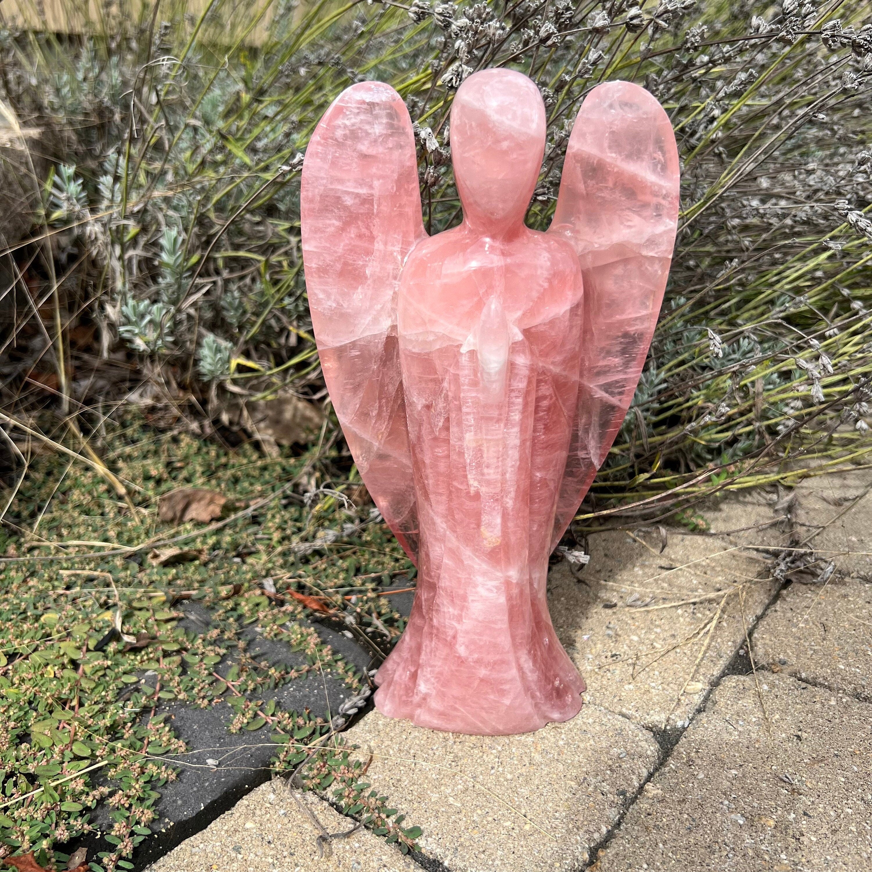 Gemmy Rose Quartz Carved Angel - Venturini Family, Brazil