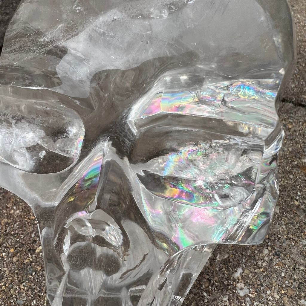 Quartz Double Skull Carving with Rainbows - Venturini Family