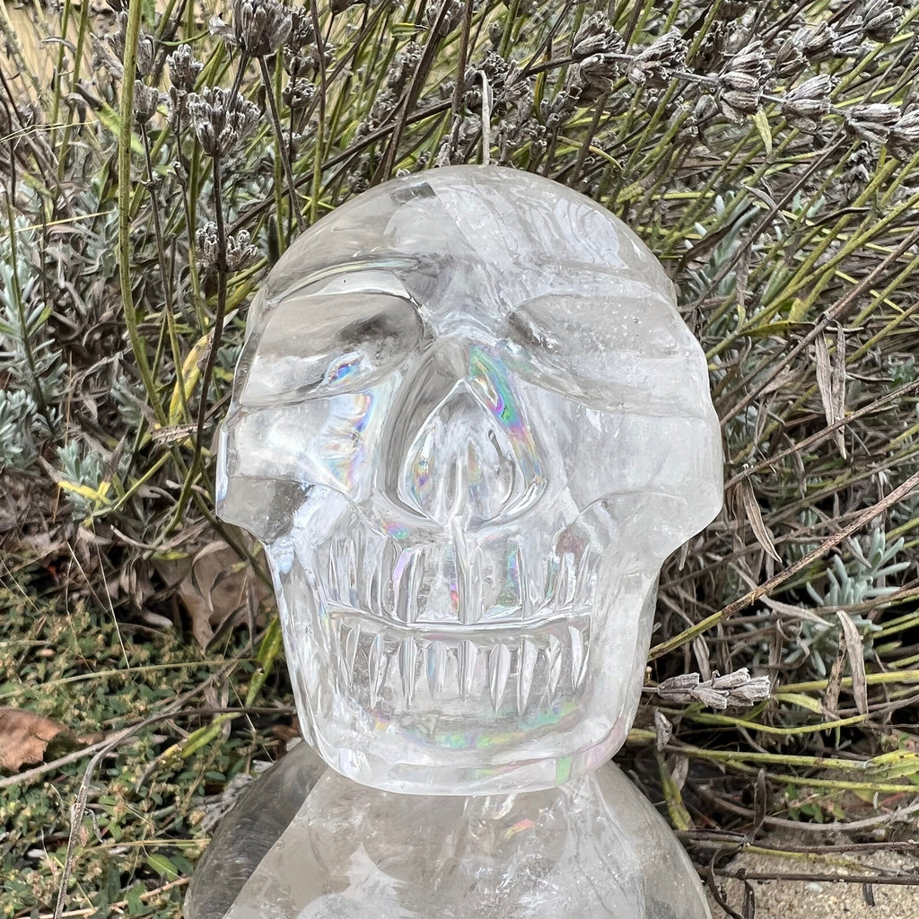 Quartz Double Skull Carving with Rainbows - Venturini Family