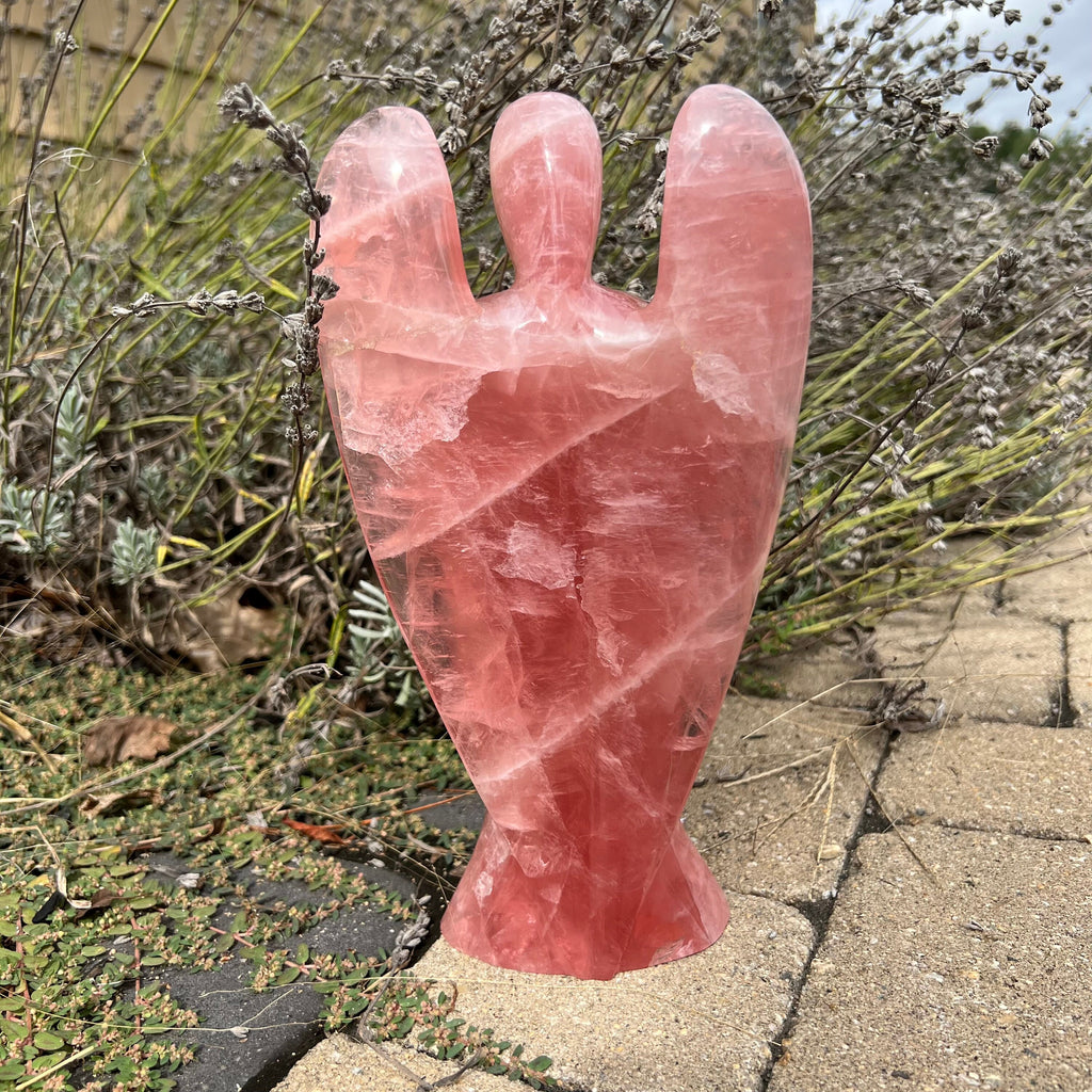 Rose quartz Venturini carved angel