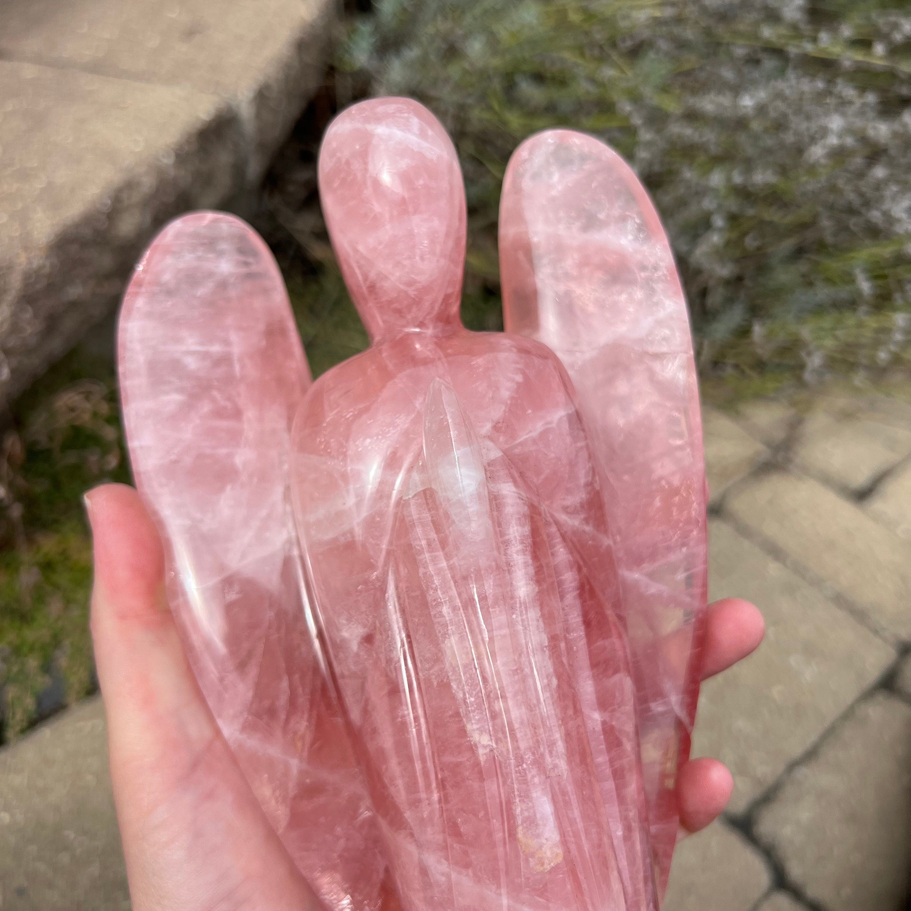 Gemmy Rose Quartz Carved Angel - Venturini Family, Brazil