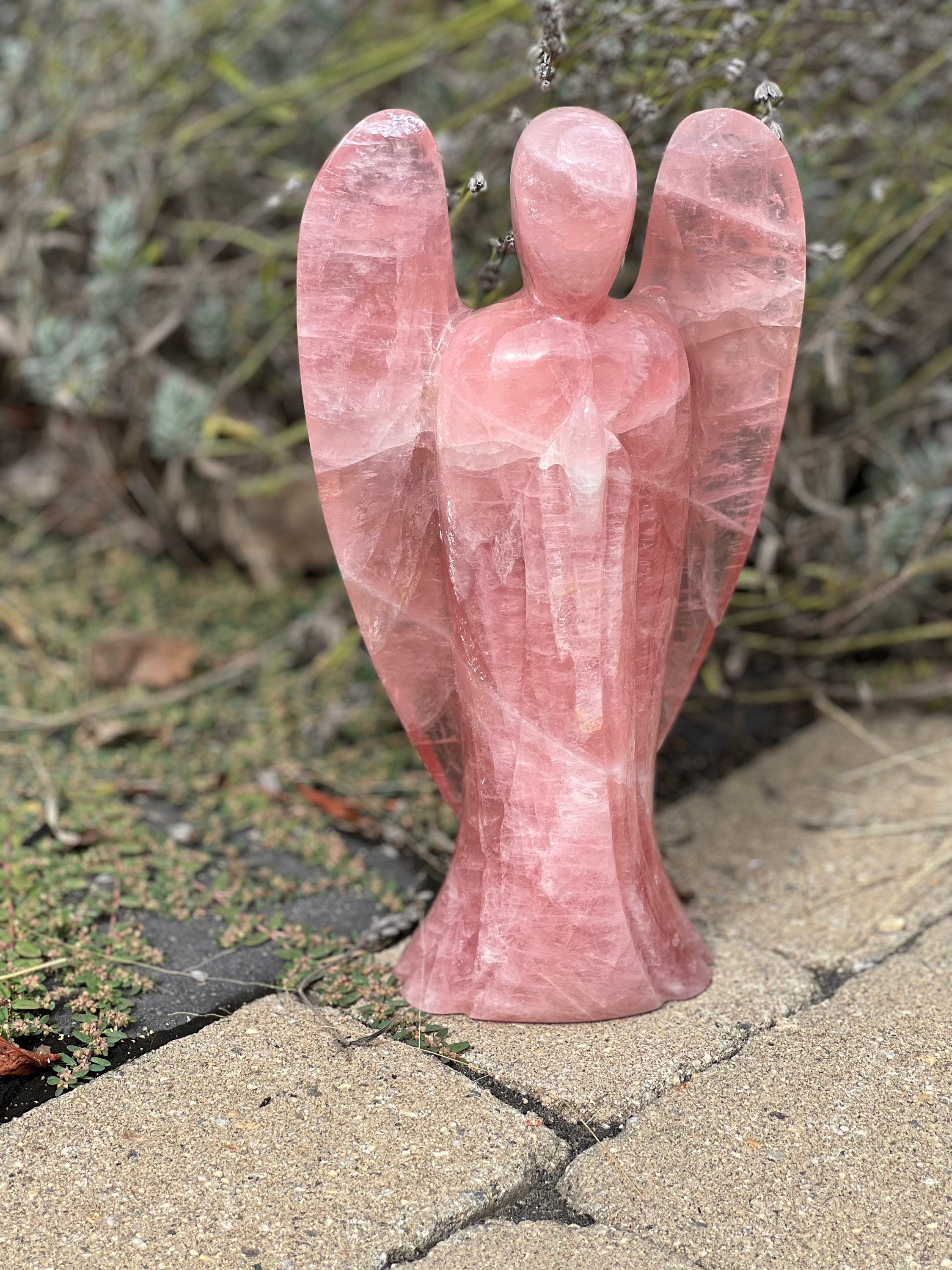Gemmy Rose Quartz Carved Angel - Venturini Family, Brazil