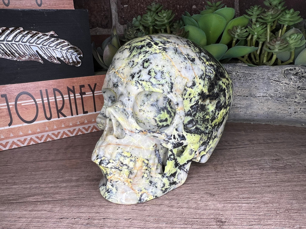 Hiso Jasper Skull: Unique Carved Stone Decor (5 inch)