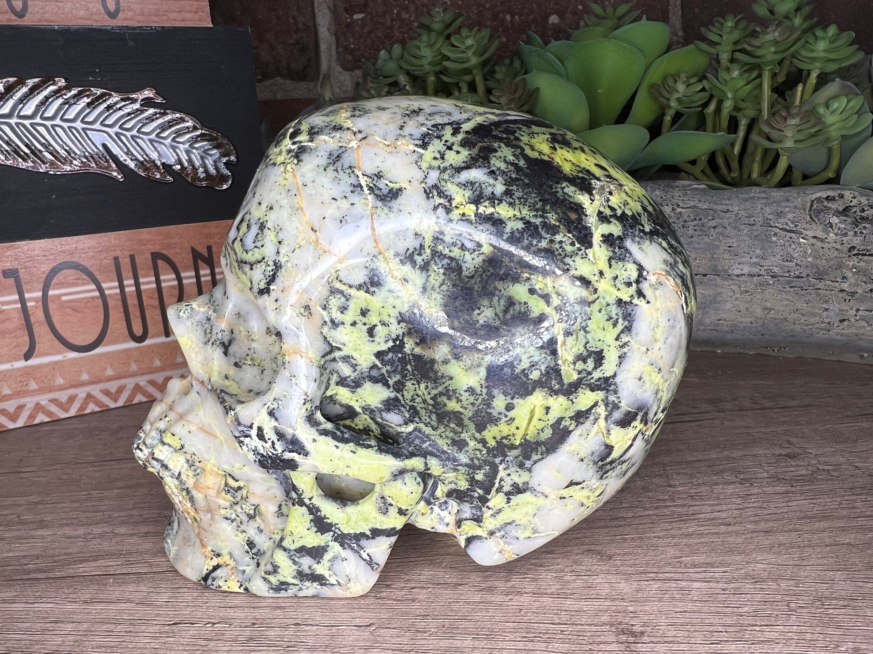 Hiso Jasper Skull: Unique Carved Stone Decor (5 inch)