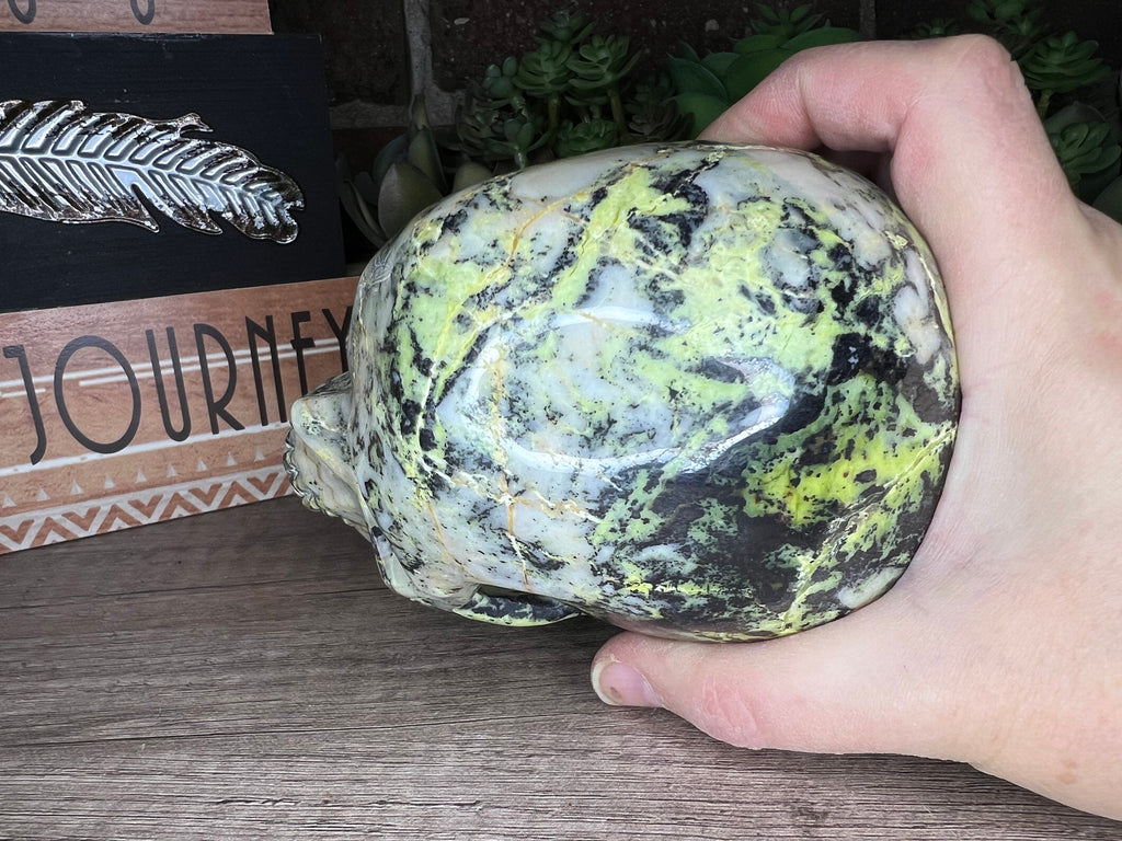 Hiso Jasper Skull: Unique Carved Stone Decor (5 inch)