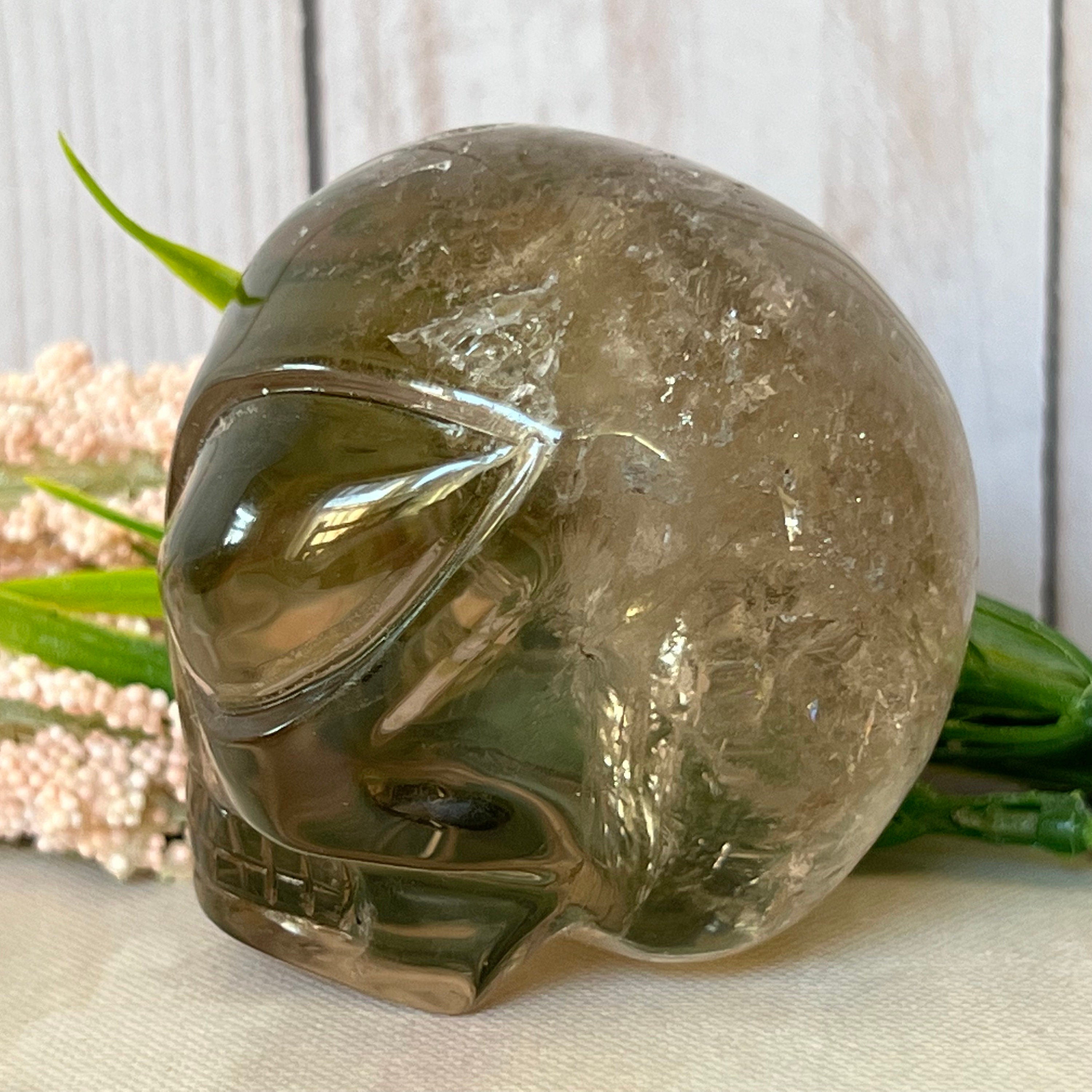Adorable Citrine Leandro De Souza Star Child Crystal Skull With Rainbows