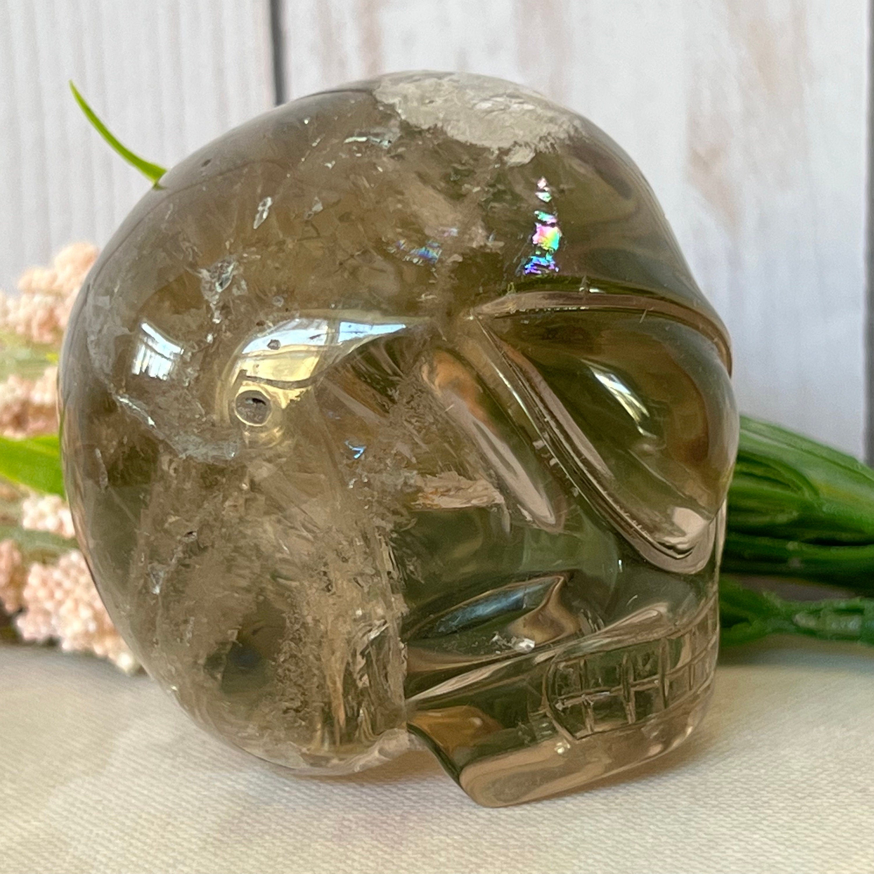 Adorable Citrine Leandro De Souza Star Child Crystal Skull With Rainbows