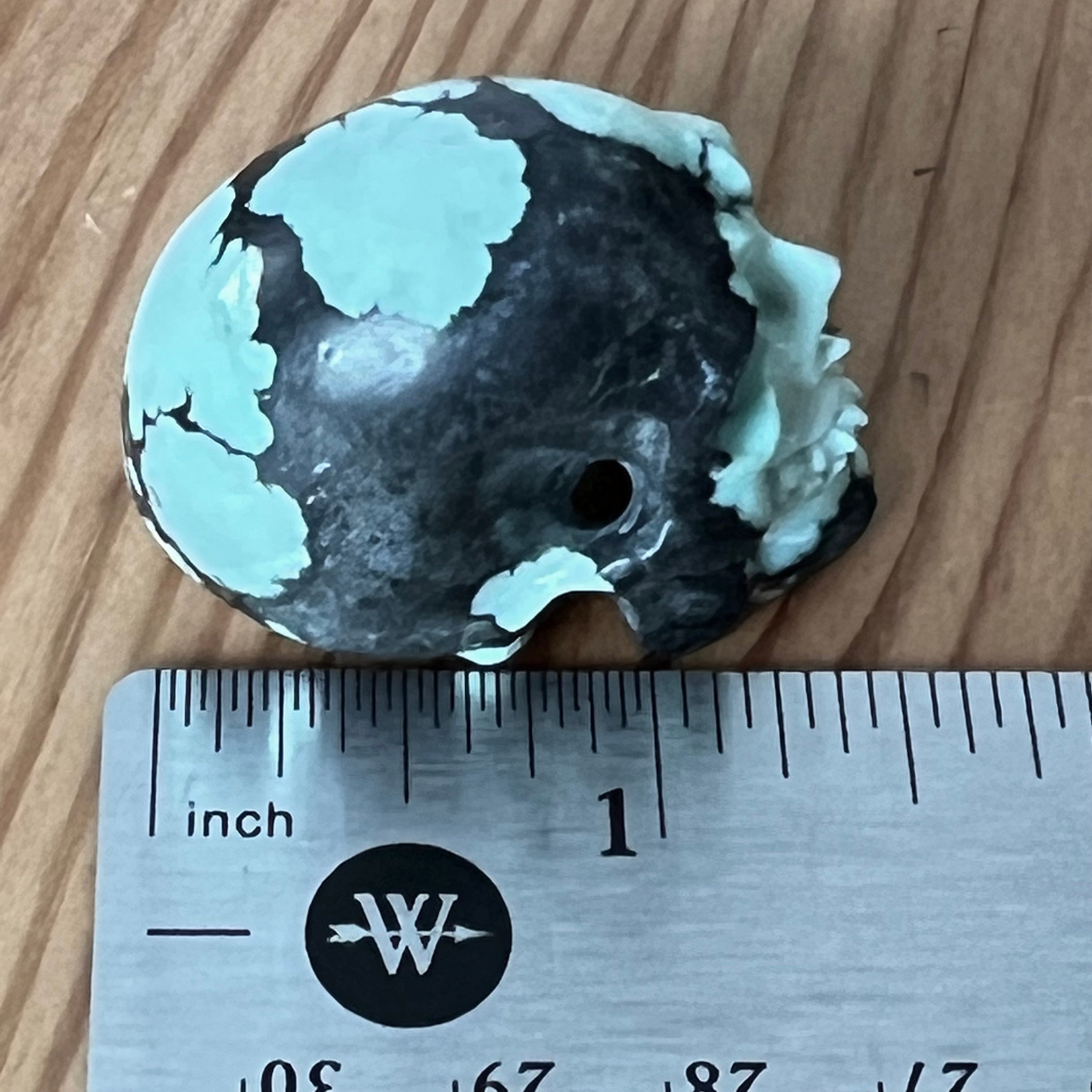 Peacock Variscite Skull: Bicolor Crystal Carving (1.5" x 1")