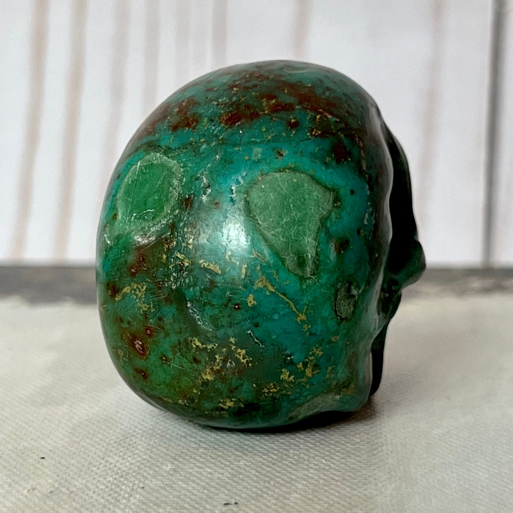 Handsome Chrysocolla Skull from Artifactual
