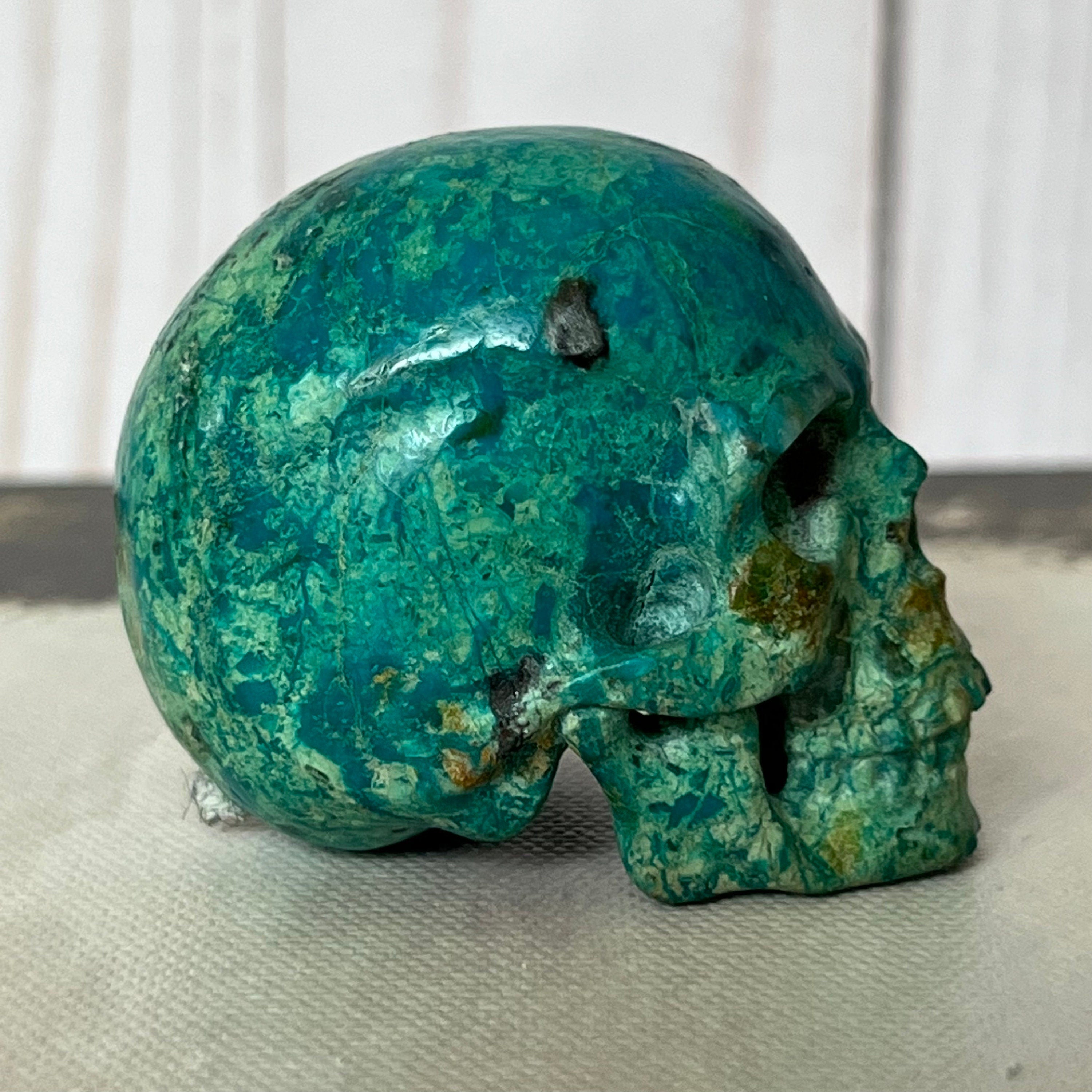 Handsome Chrysocolla Skull from Artifactual