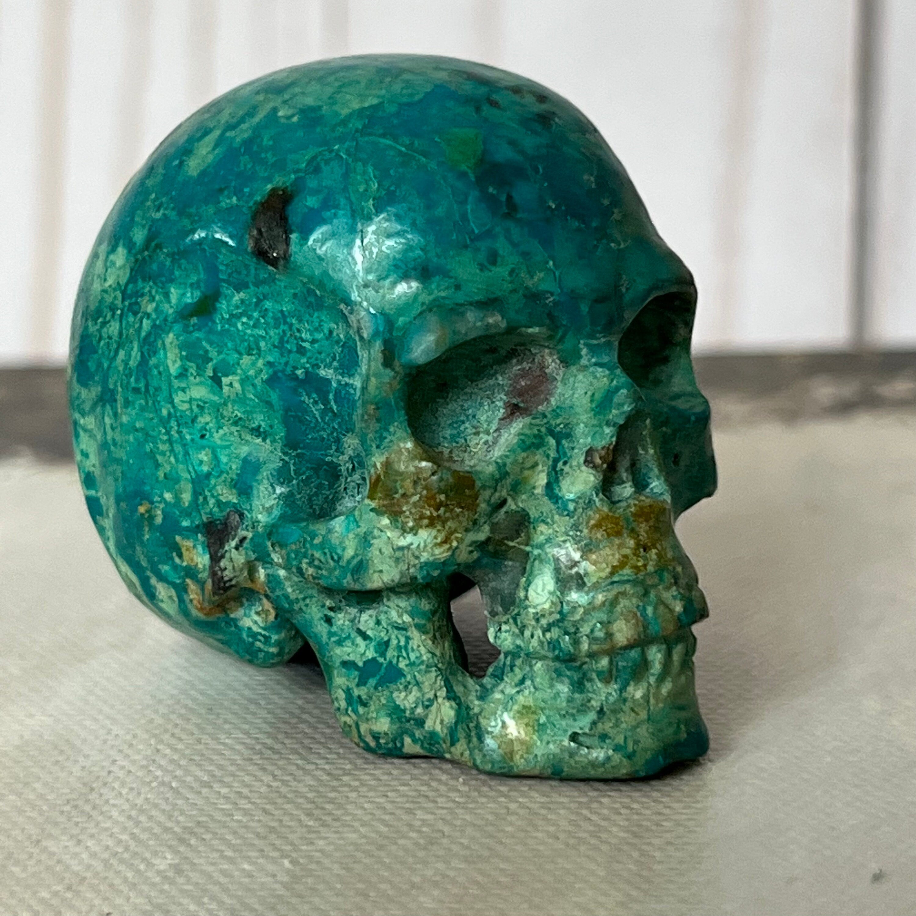 Handsome Chrysocolla Skull from Artifactual