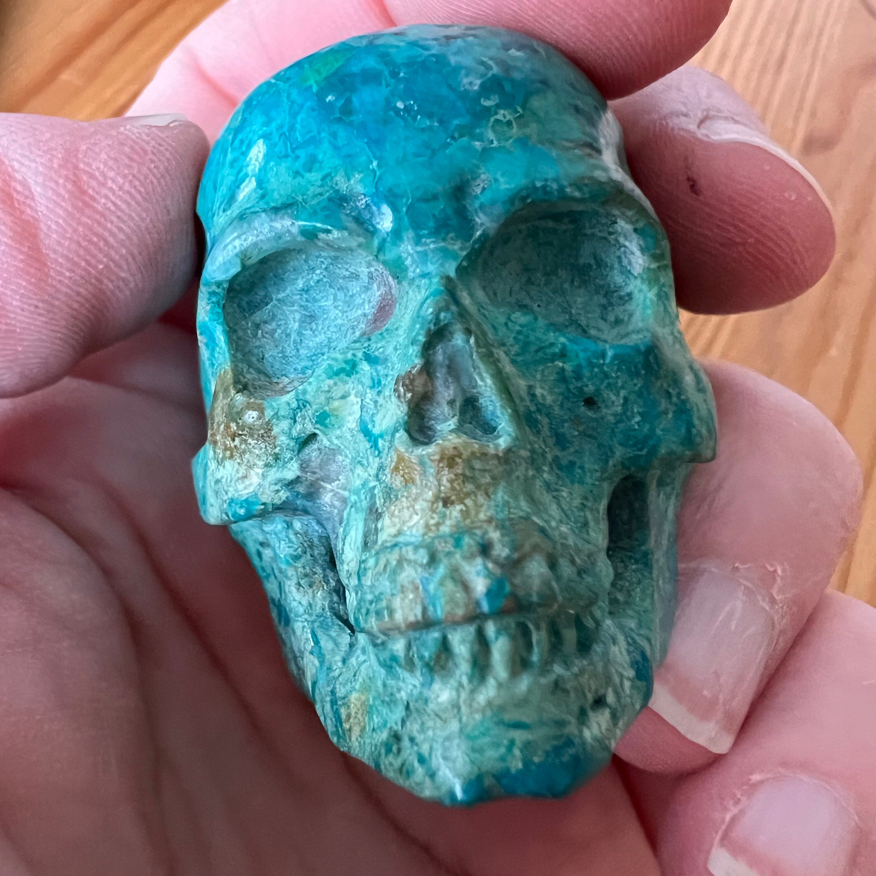 Handsome Chrysocolla Skull from Artifactual
