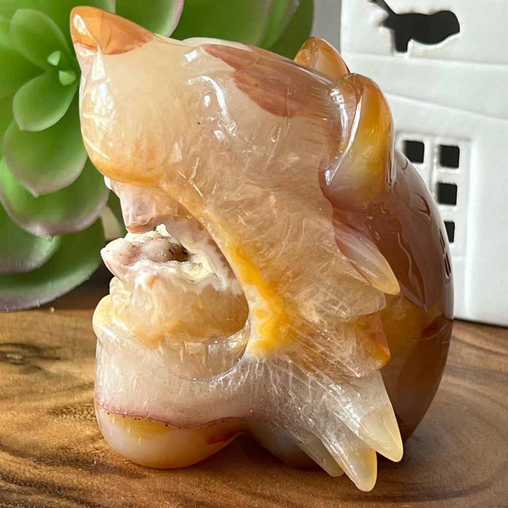 Carnelian Druzy Lion Carving: Sacral Chakra Stone