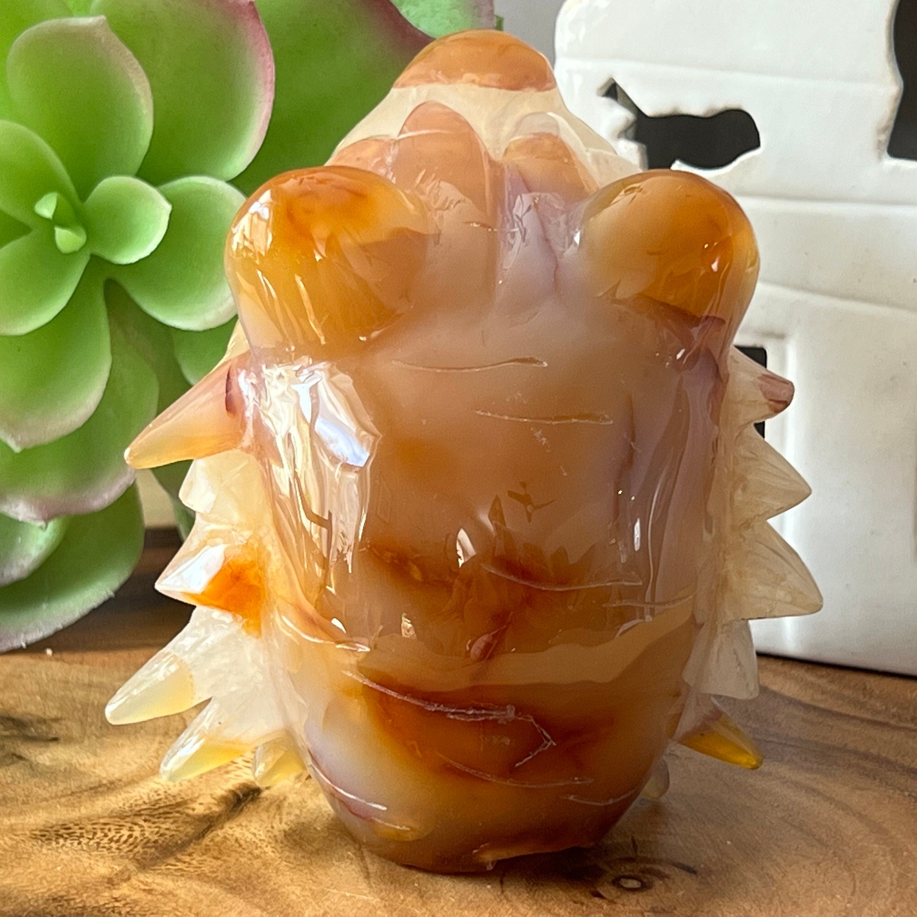 Carnelian Druzy Lion Carving: Sacral Chakra Stone