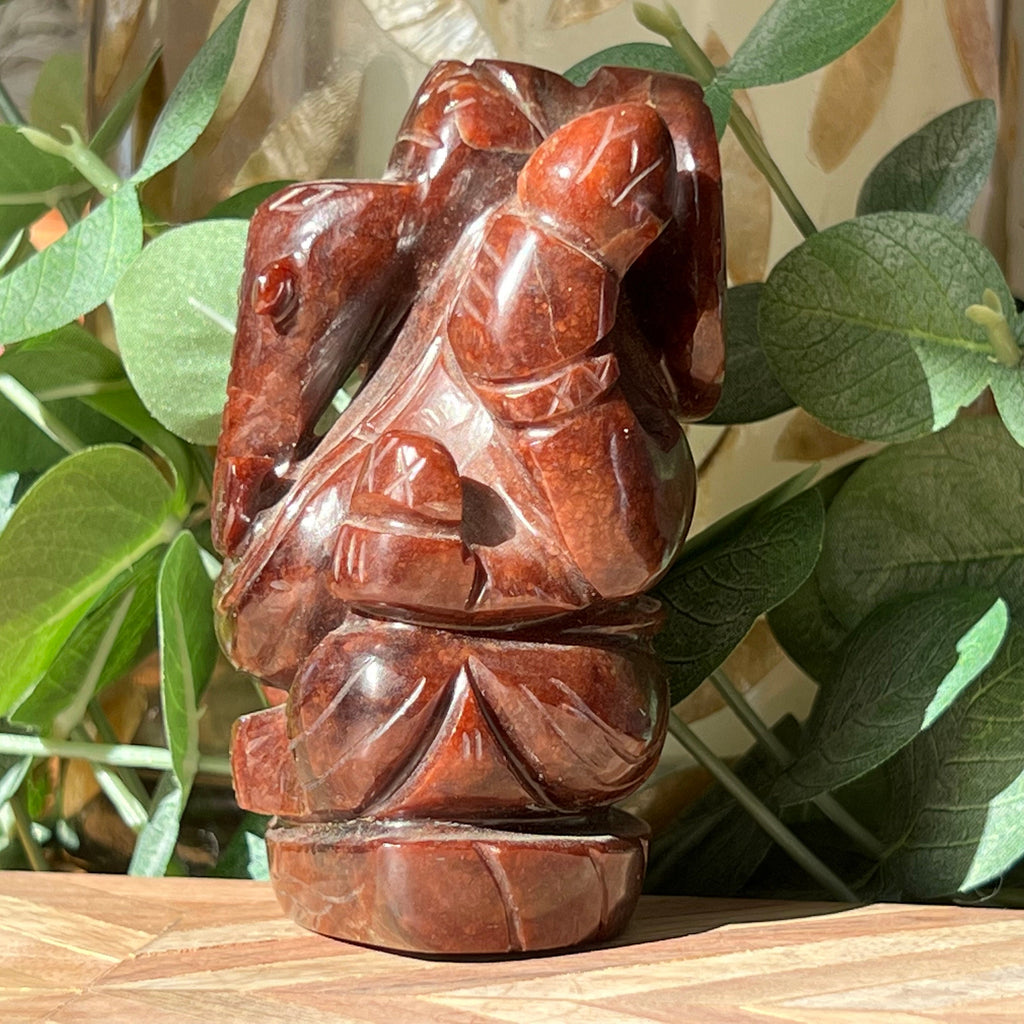 Garnet Ganesh Carving: Hindu God Statue