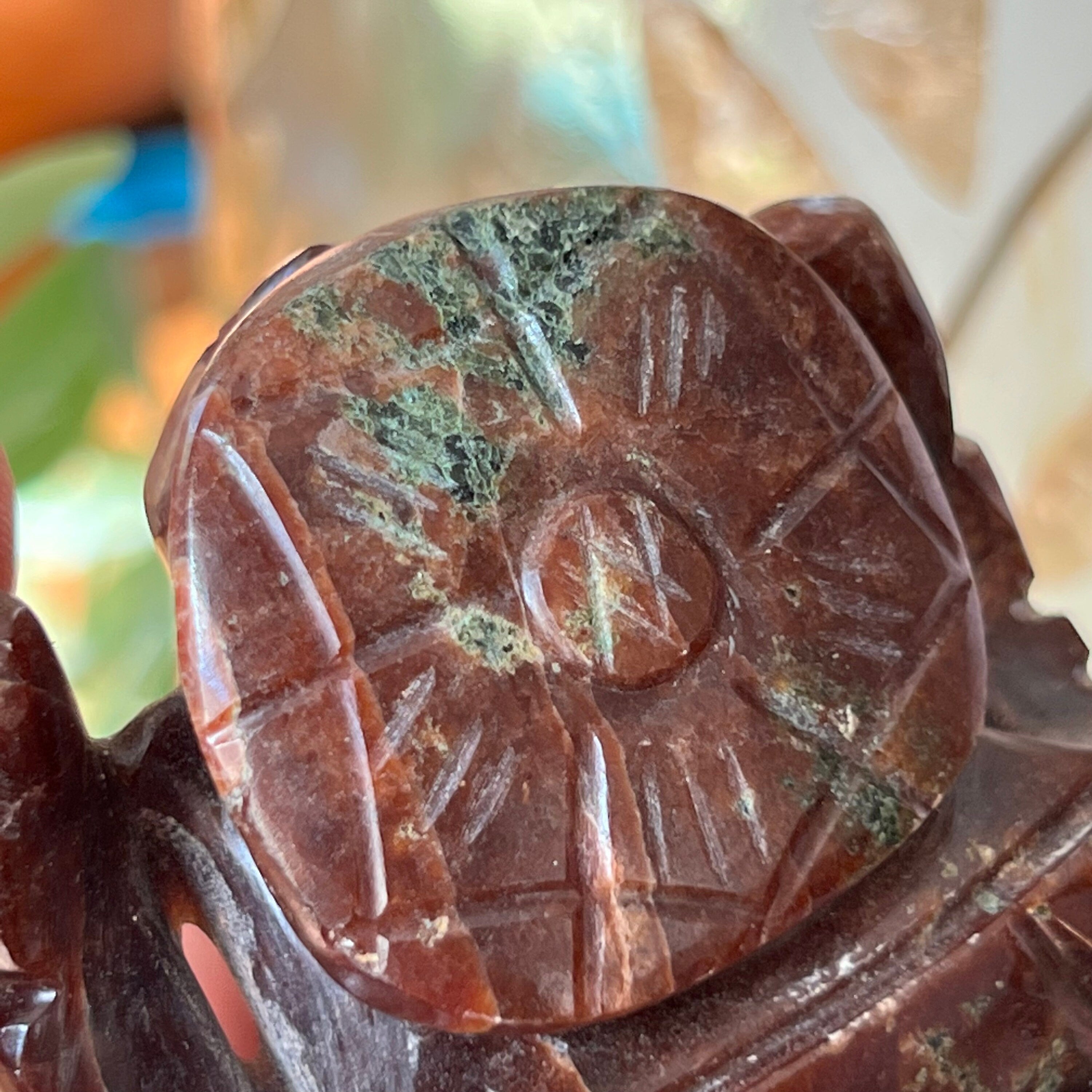 Garnet Ganesh Carving: Hindu God Statue, 3"