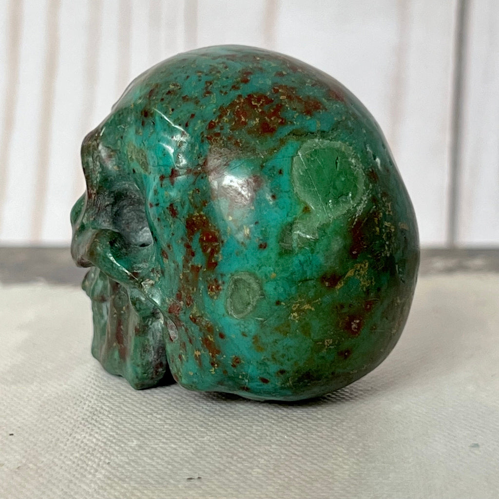 Handsome Chrysocolla Skull from Artifactual