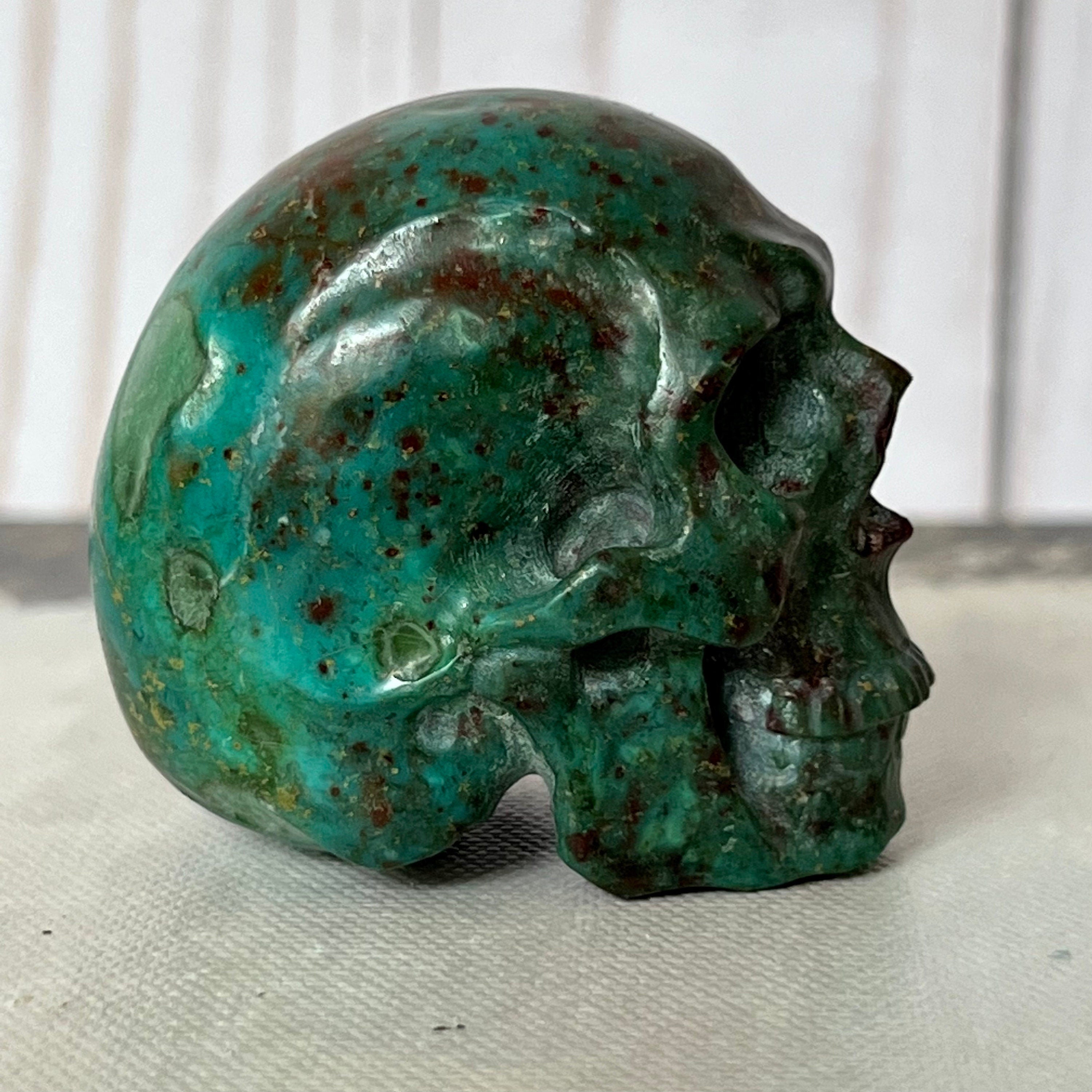 Handsome Chrysocolla Skull from Artifactual