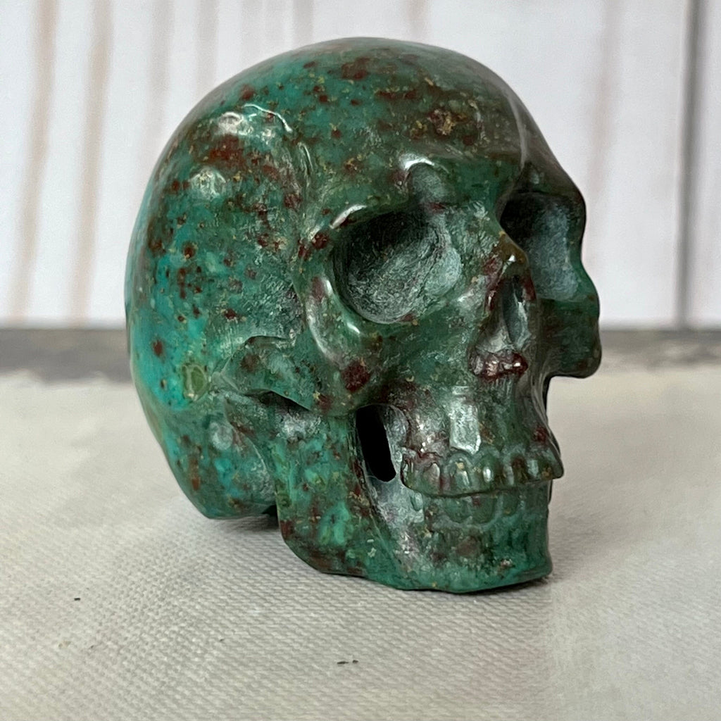 Handsome Chrysocolla Skull from Artifactual