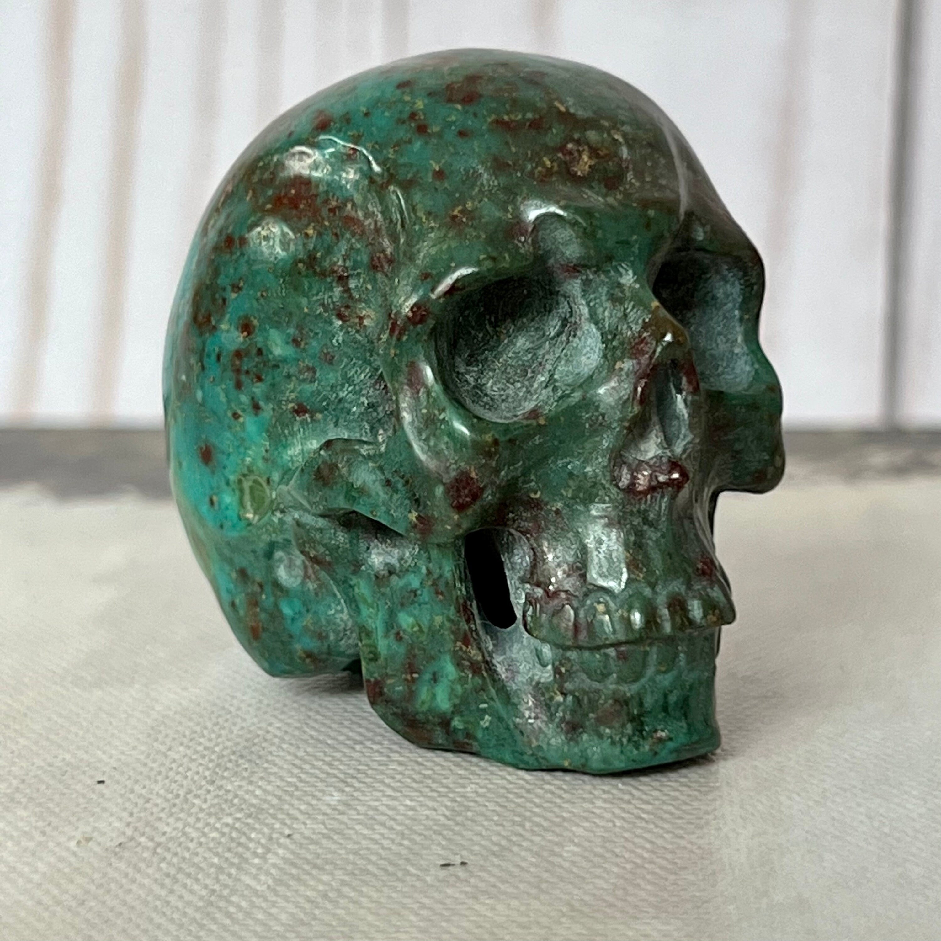 Handsome Chrysocolla Skull from Artifactual
