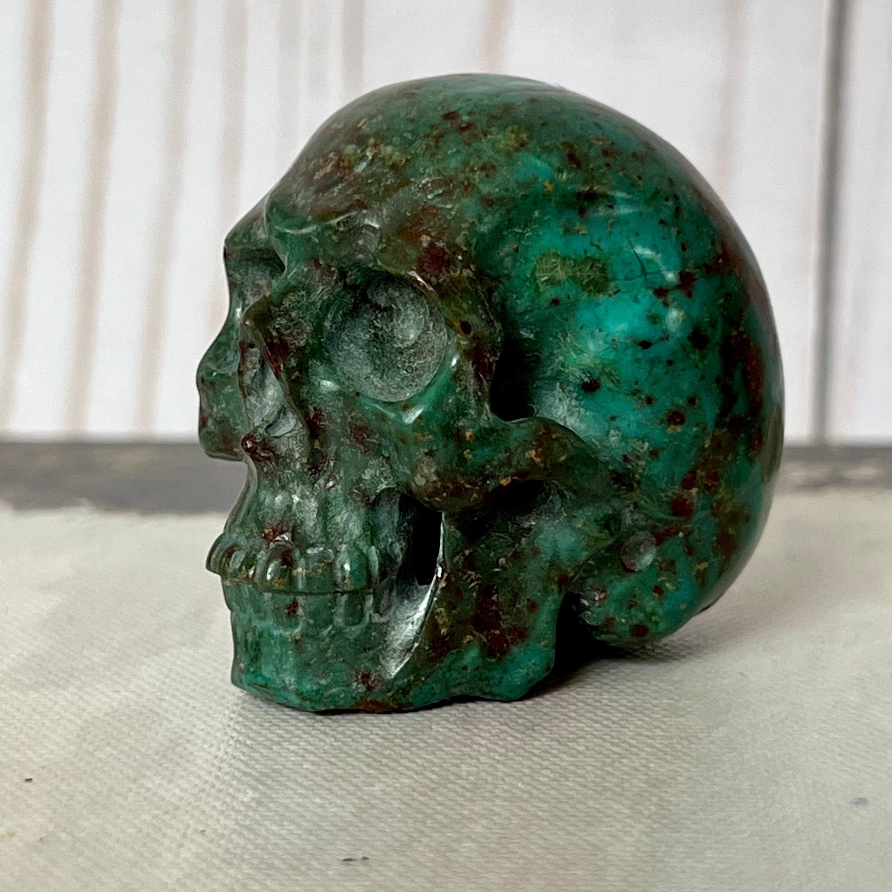Handsome Chrysocolla Skull from Artifactual