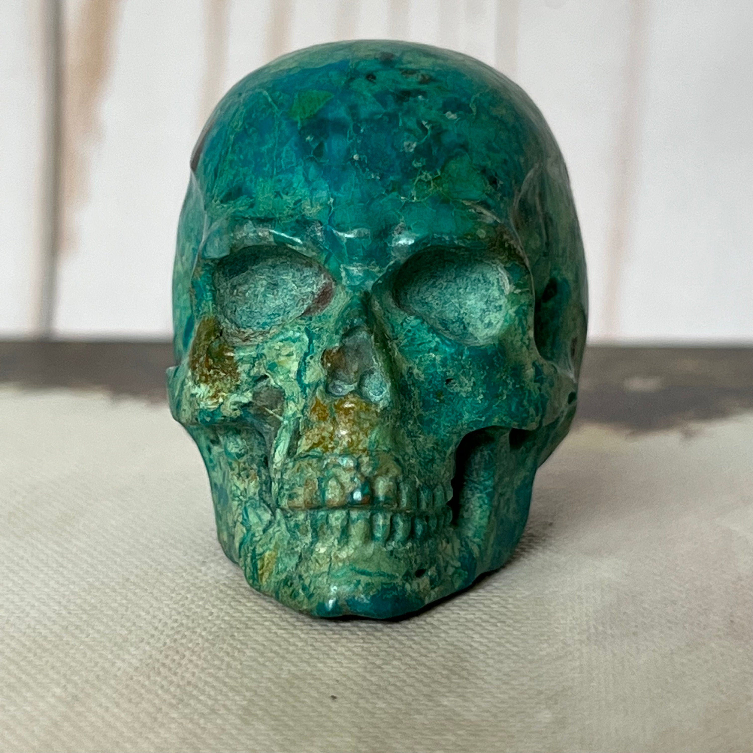 Handsome Chrysocolla Skull from Artifactual