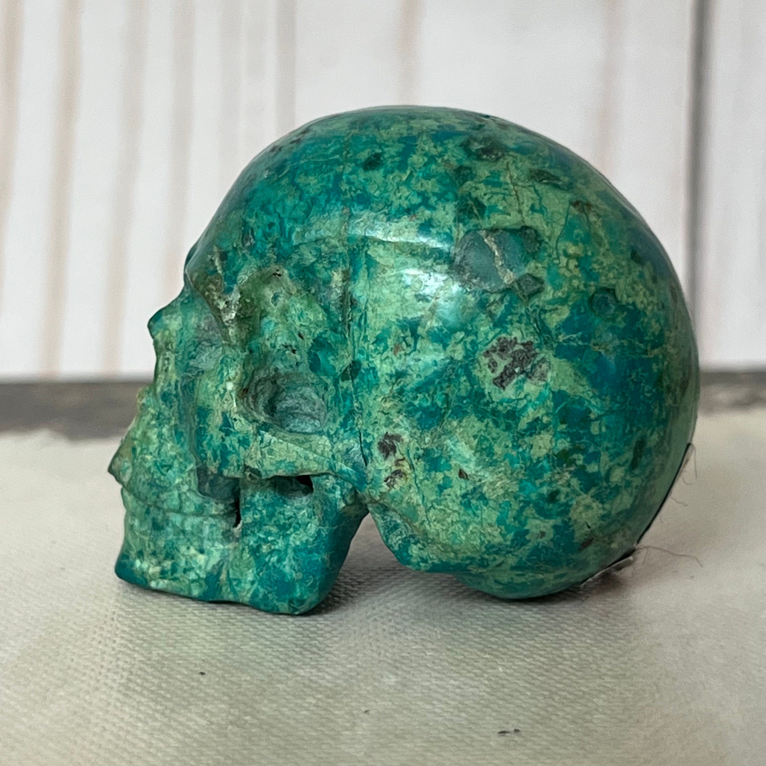 Handsome Chrysocolla Skull from Artifactual