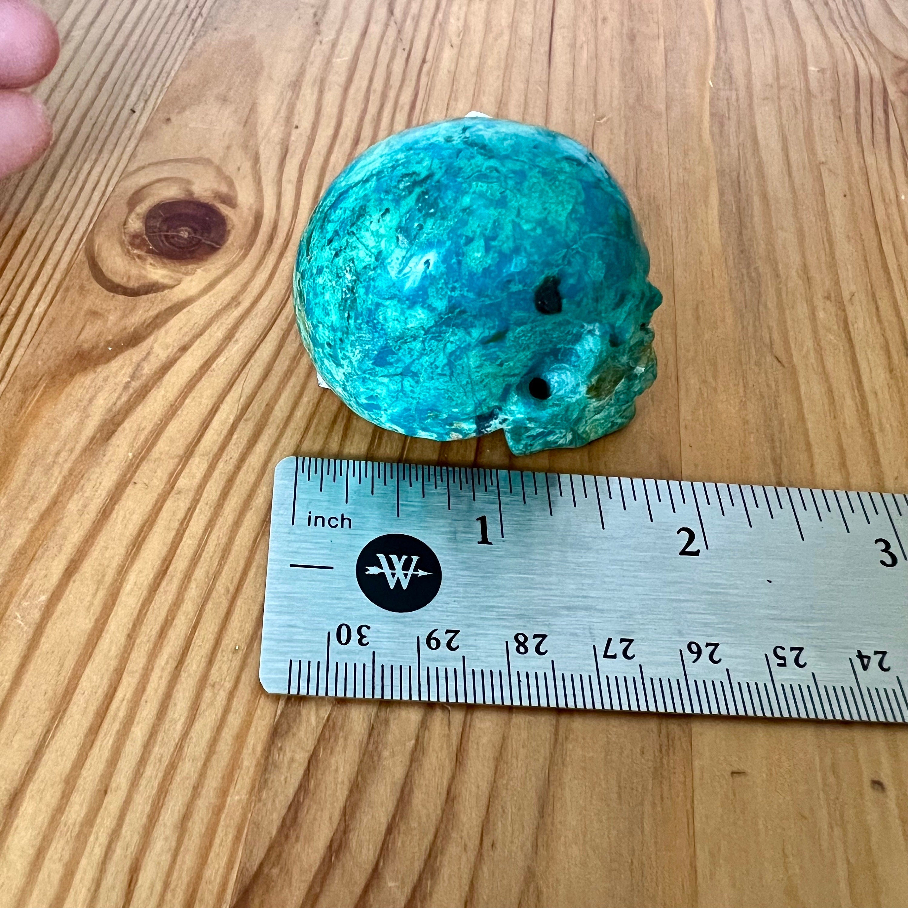 Handsome Chrysocolla Skull from Artifactual