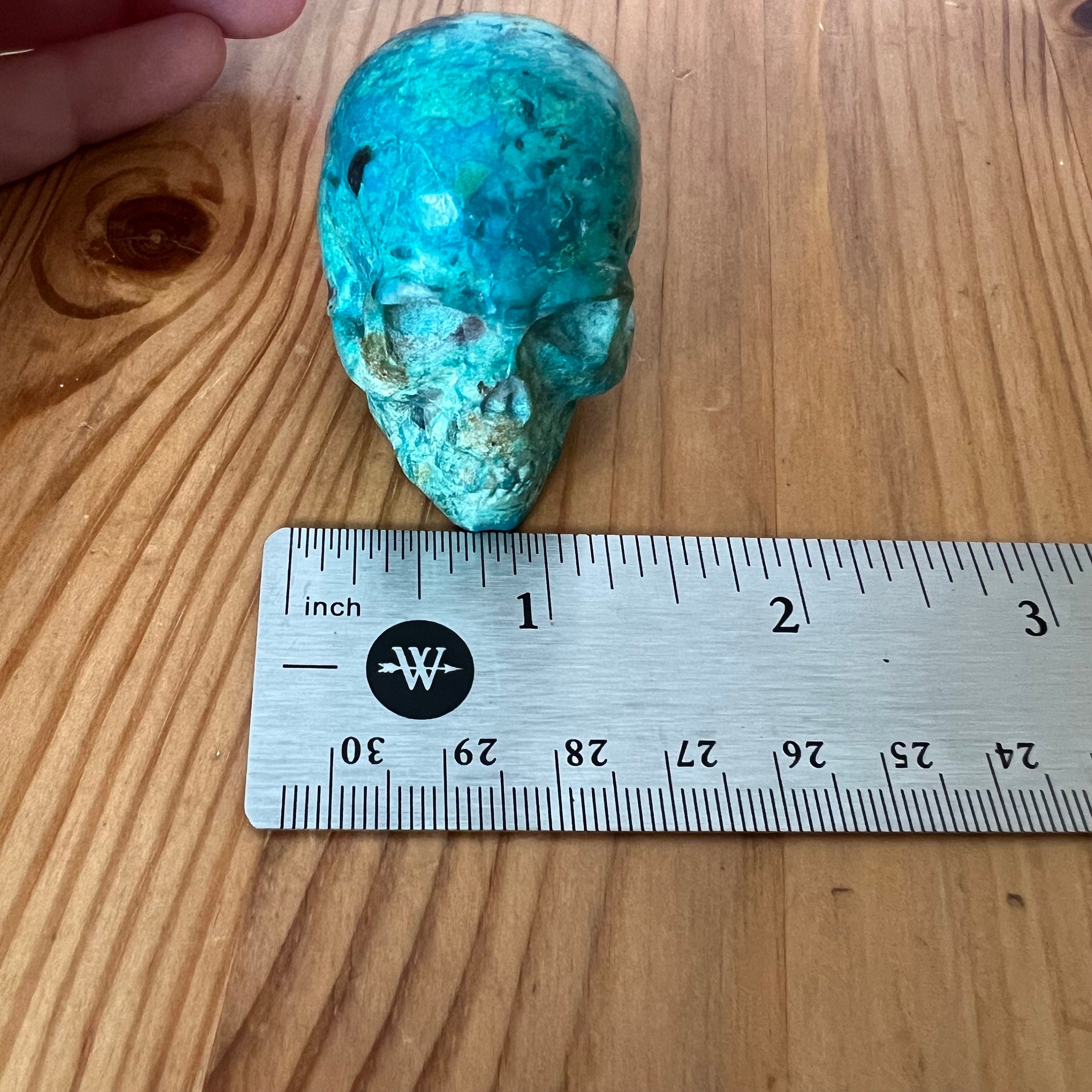Handsome Chrysocolla Skull from Artifactual
