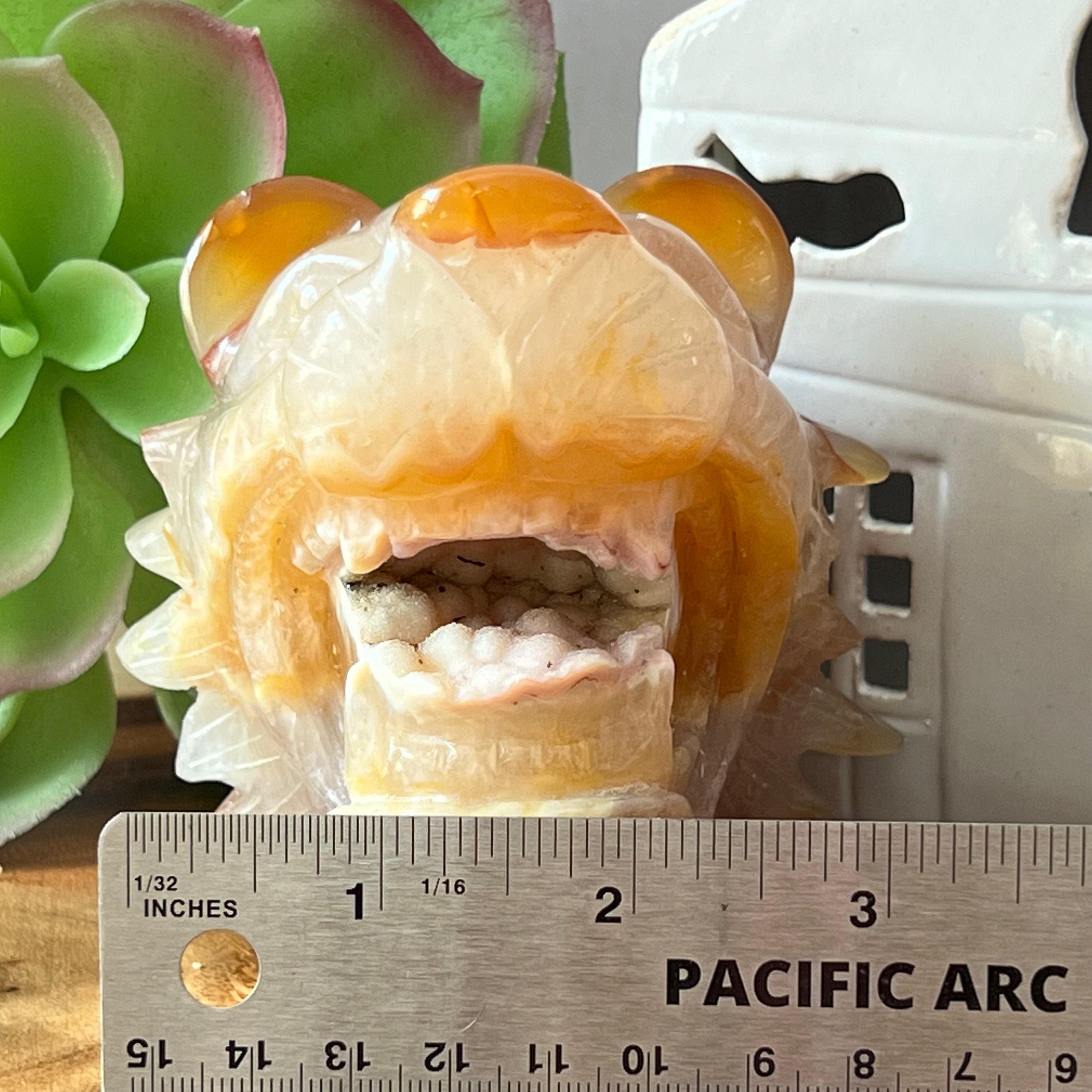 Carnelian Druzy Lion Carving: Sacral Chakra Stone