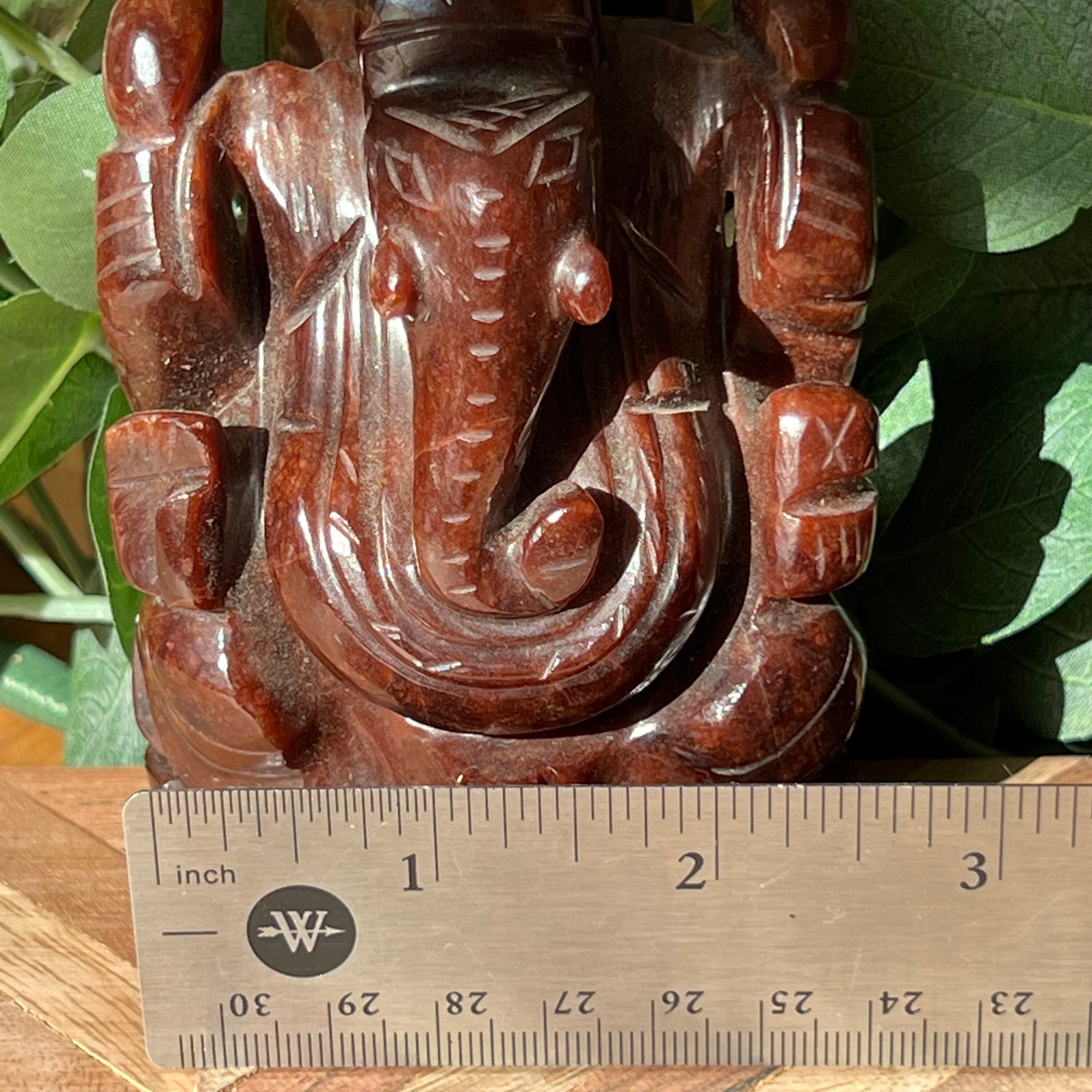 Garnet Ganesh Carving: Hindu God Statue