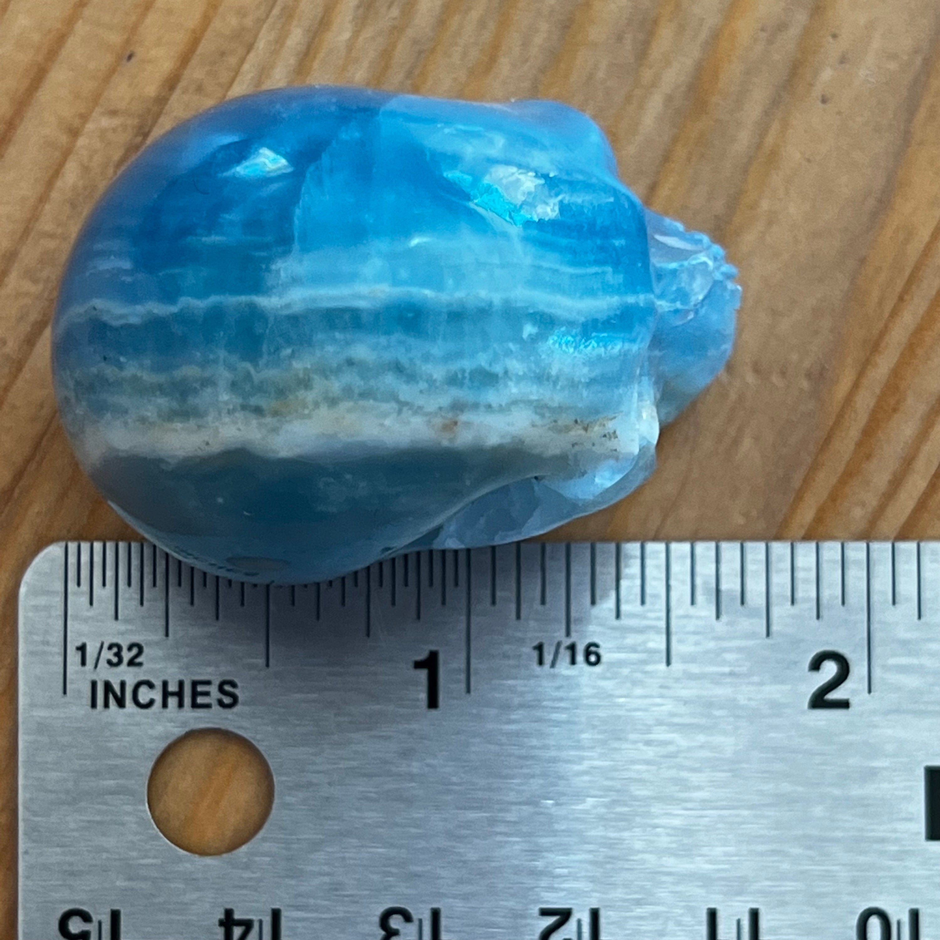 Blue Onyx Crystal Skull Carving: Artifactual Detail
