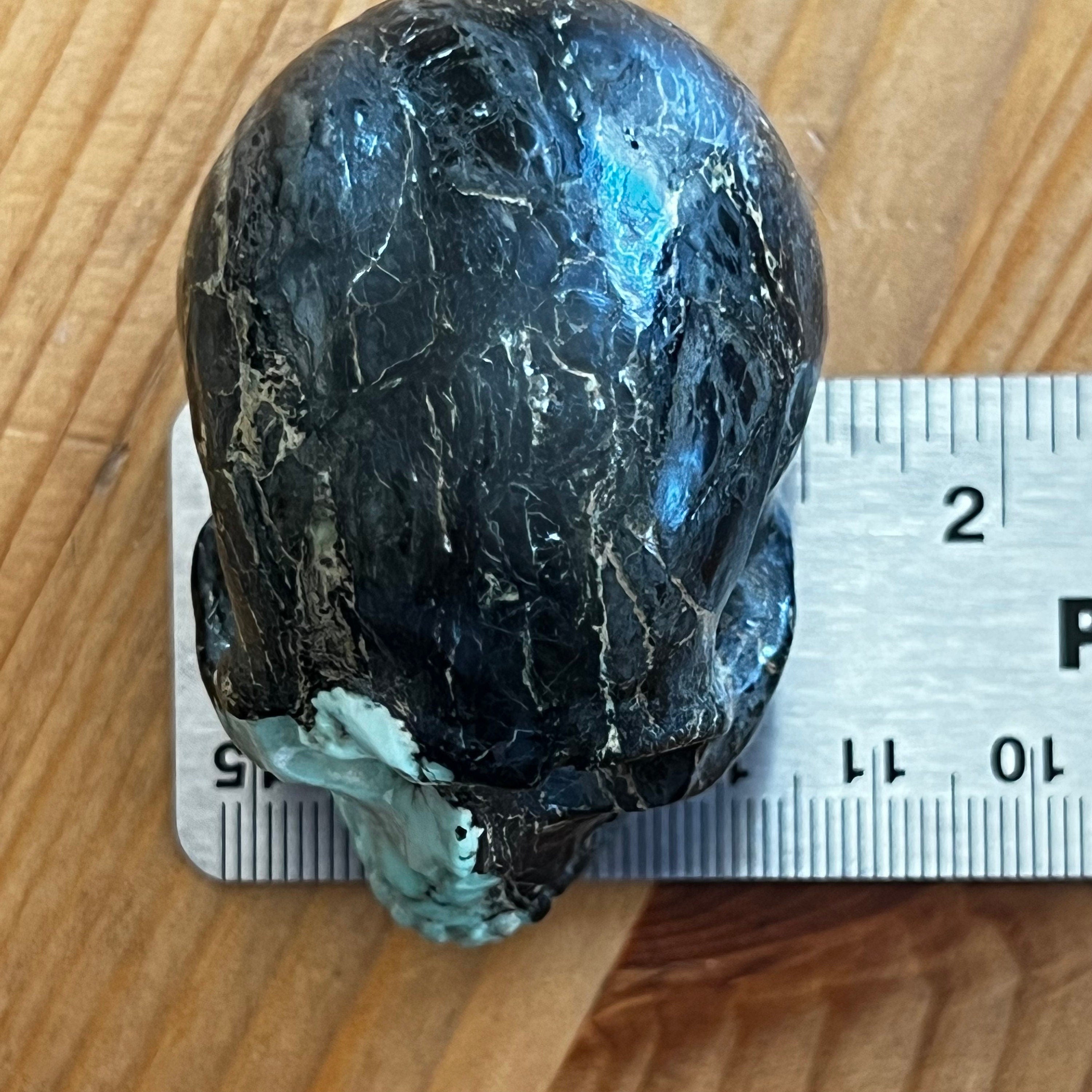 Variscite Crystal Skull Carving: Artifactual Mint-Green Bicolor