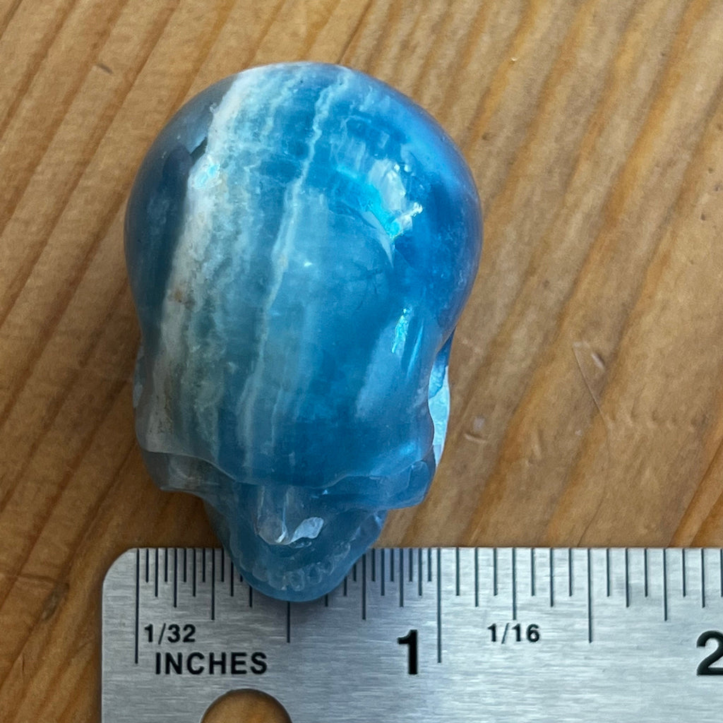 Blue Onyx Crystal Skull Carving: Artifactual Detail