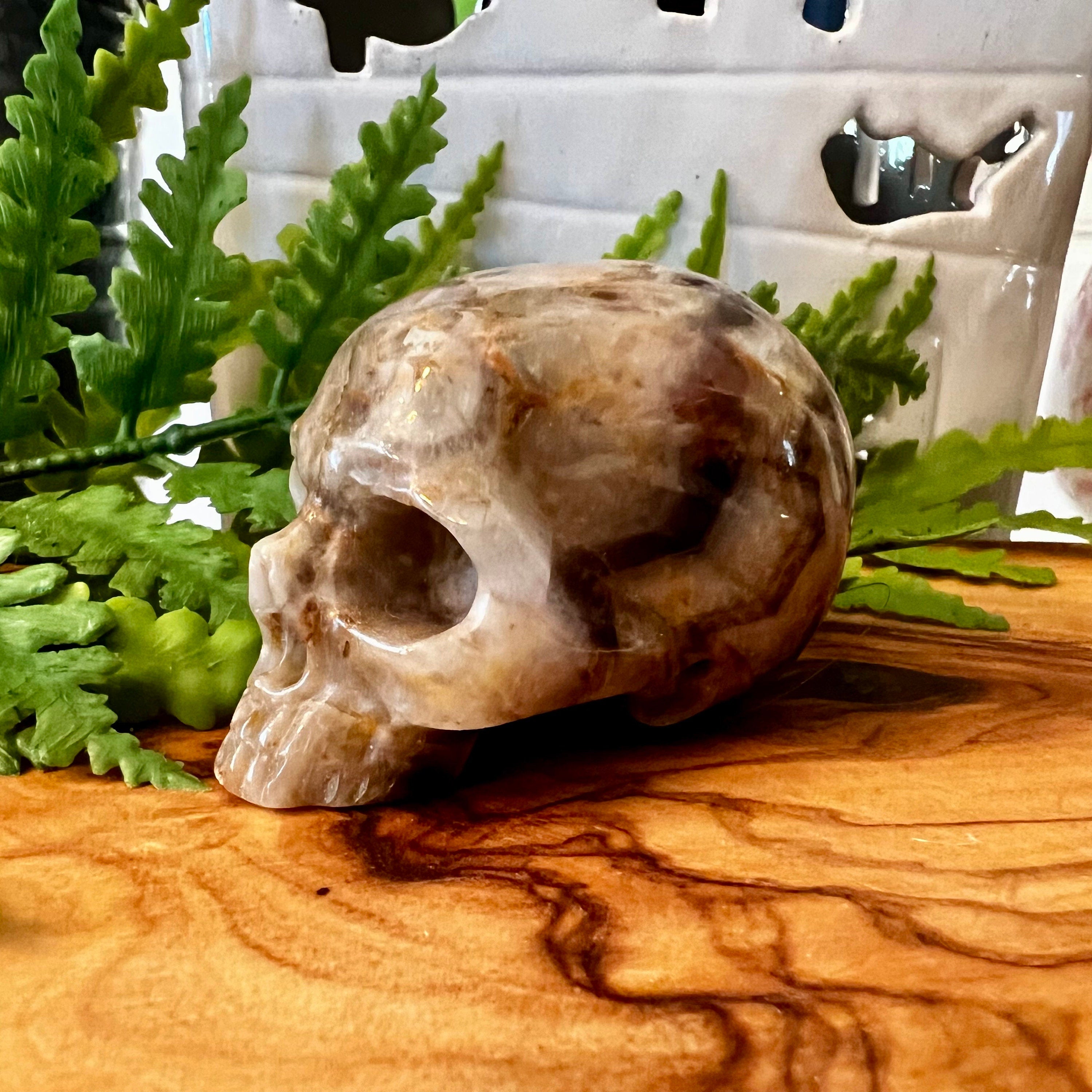 Carved Chevron Amethyst Crystal Skull, Jawless (2")