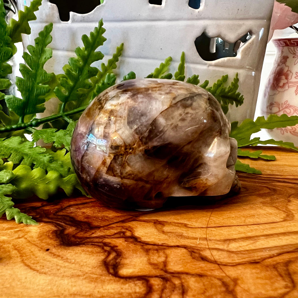Carved Chevron Amethyst Crystal Skull, Jawless (2")