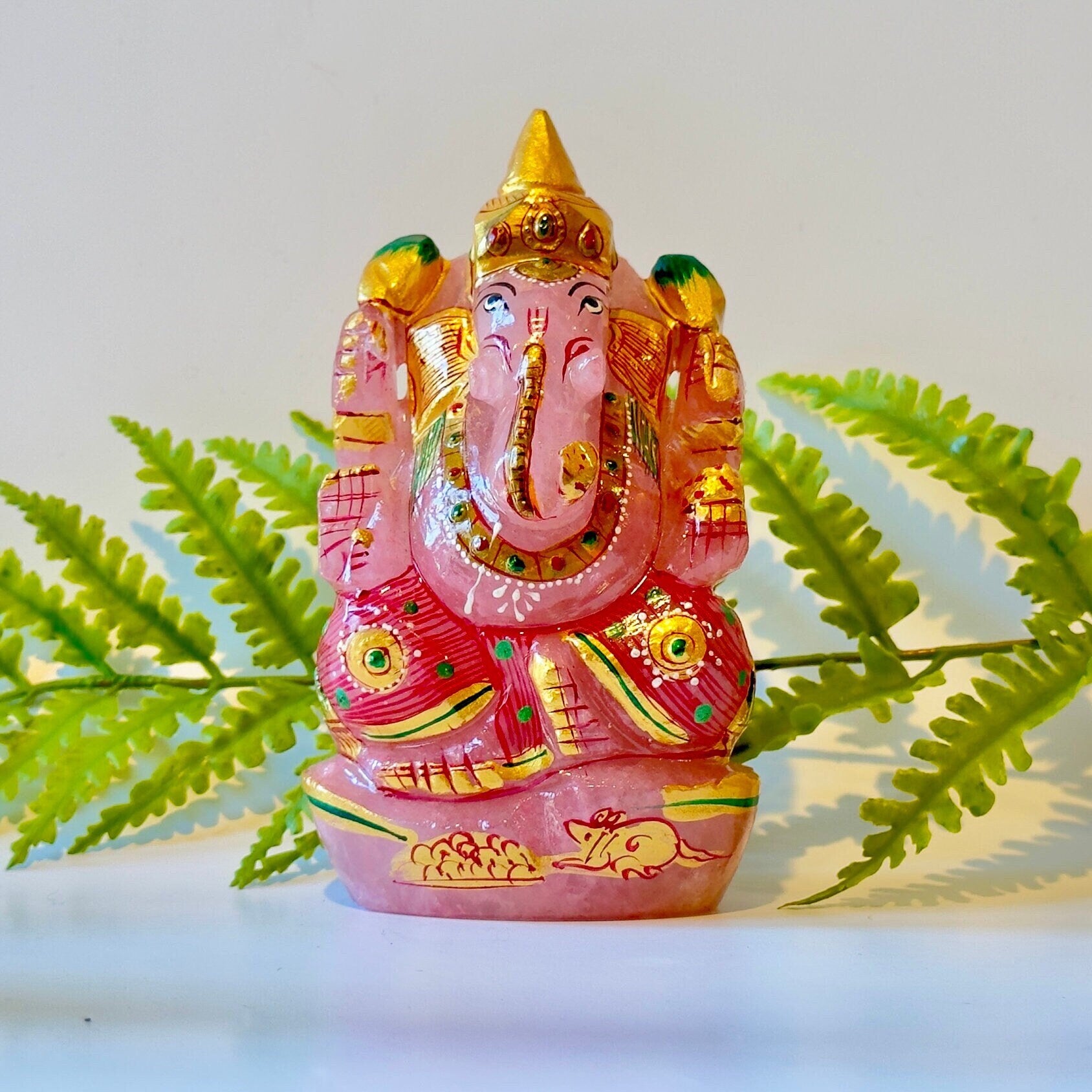 Rose Quartz Ganesh Carving
