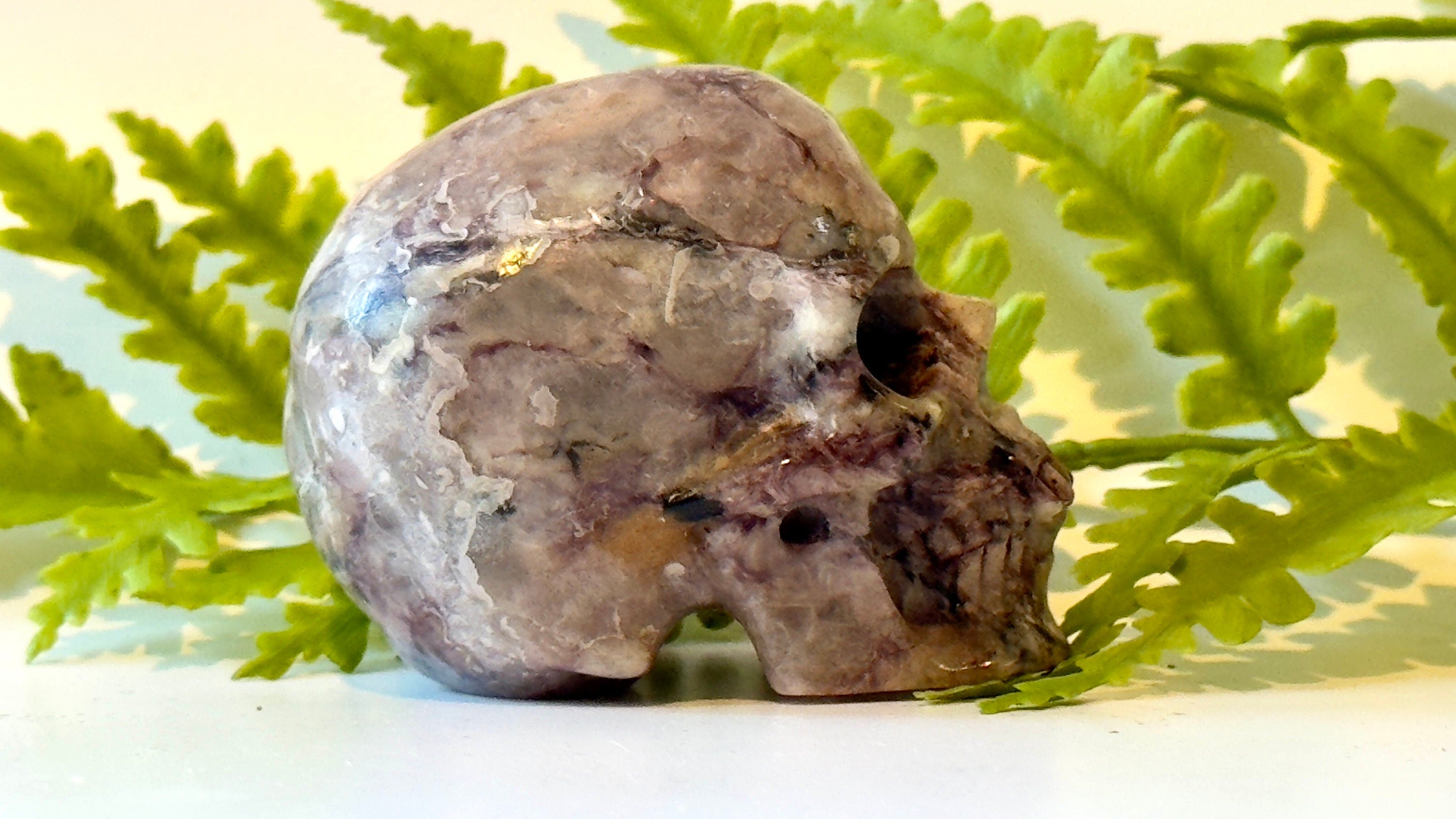 2" Charoite Skull, detailed carve.