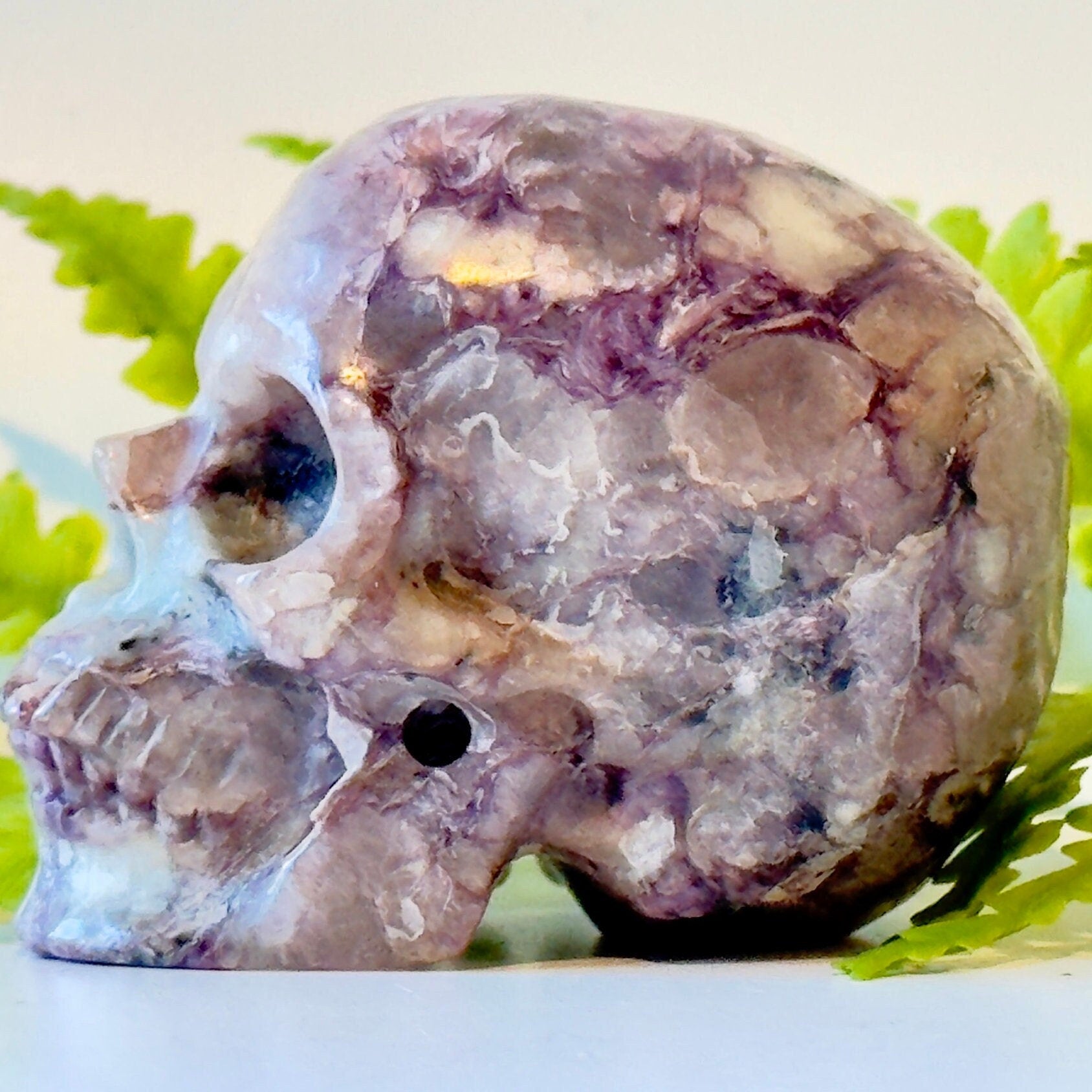 2" Charoite Skull, detailed carve.