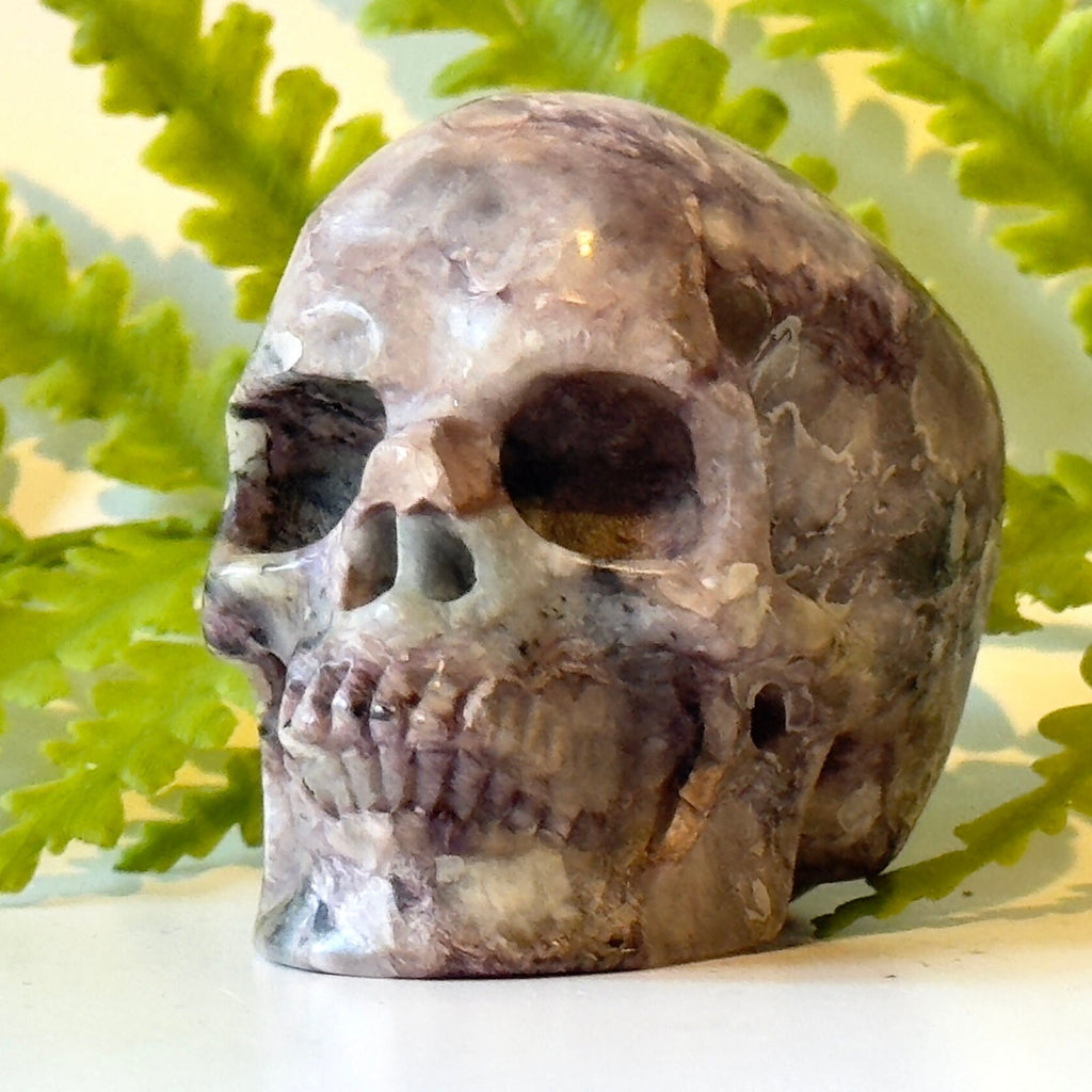 2" Charoite Skull, detailed carve.