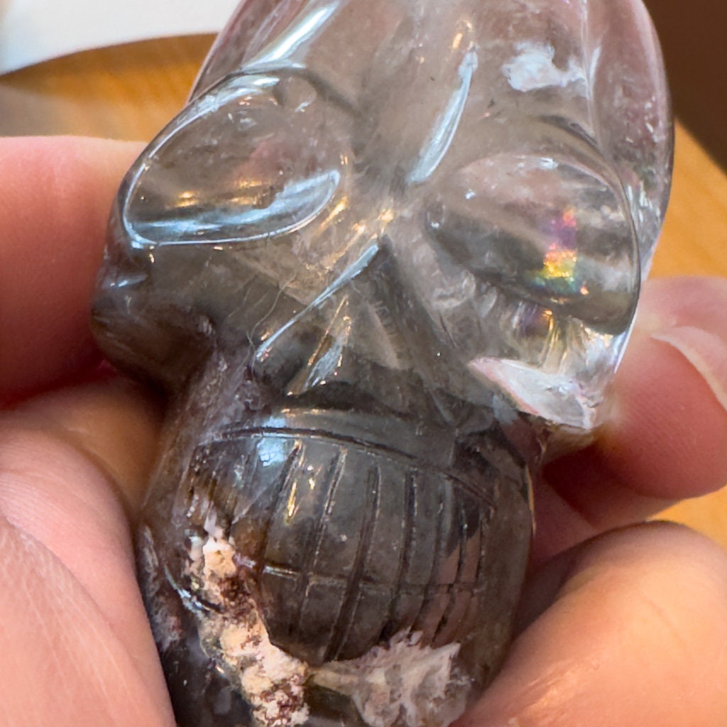 Gorgeous lodolite quartz skull carved by Igor de Souza