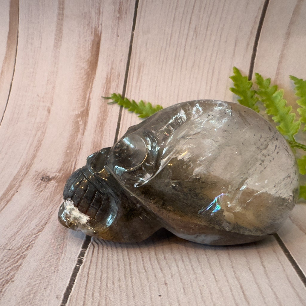 Gorgeous lodolite quartz skull carved by Igor de Souza