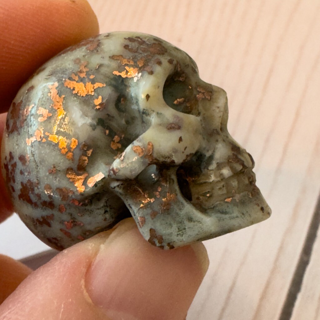 Rare Copper in Agate Skull Carved by Artifactual #1