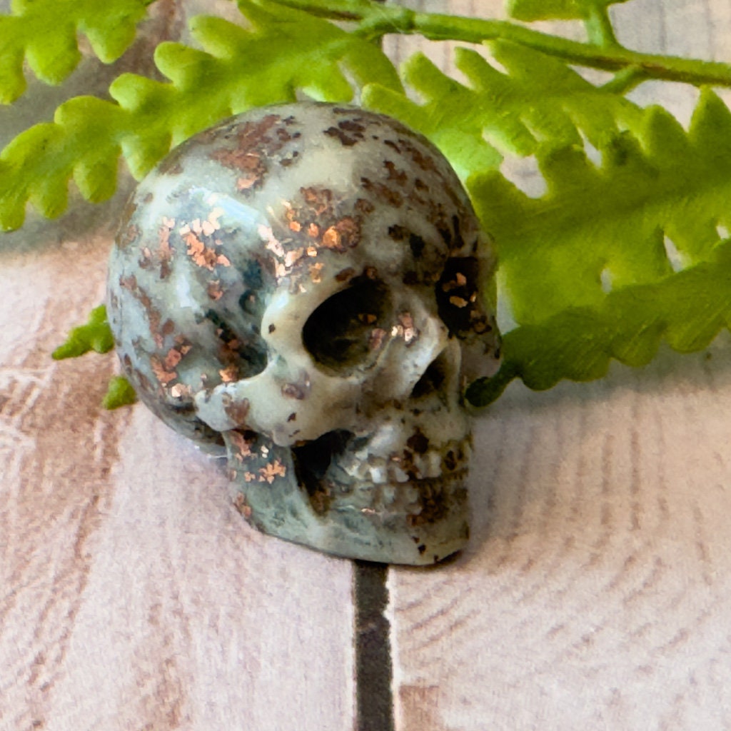 Rare Copper in Agate Skull Carved by Artifactual #1