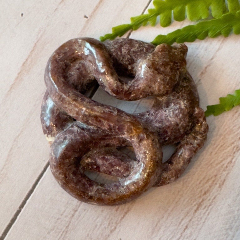 Three Lepidolite Snakes, Detailed and ready for Wearing.