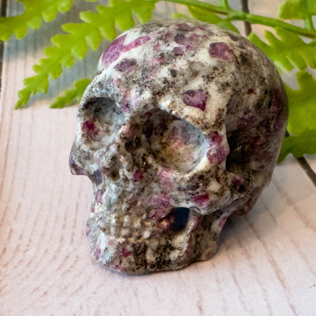Ruby in Feldspar Skull Carving by Artifactual