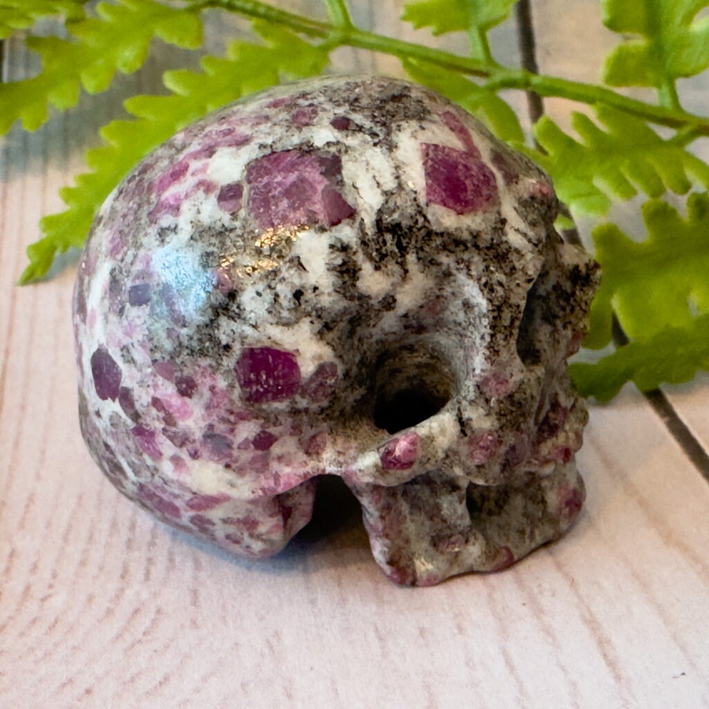 Ruby in Feldspar Skull Carving by Artifactual