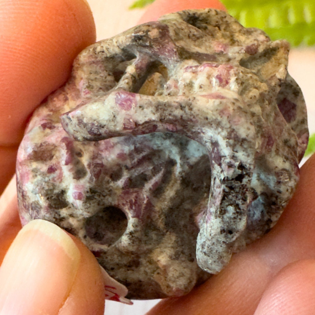 Ruby in Feldspar Skull Carving by Artifactual